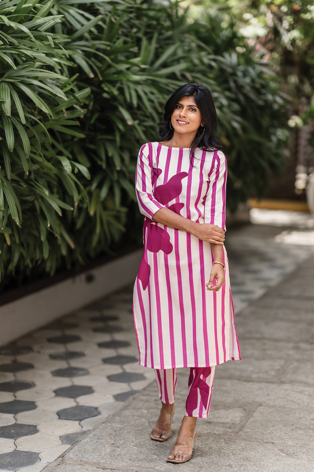Vine Peach with Tribal Solstice printed Linen Blend Co ords