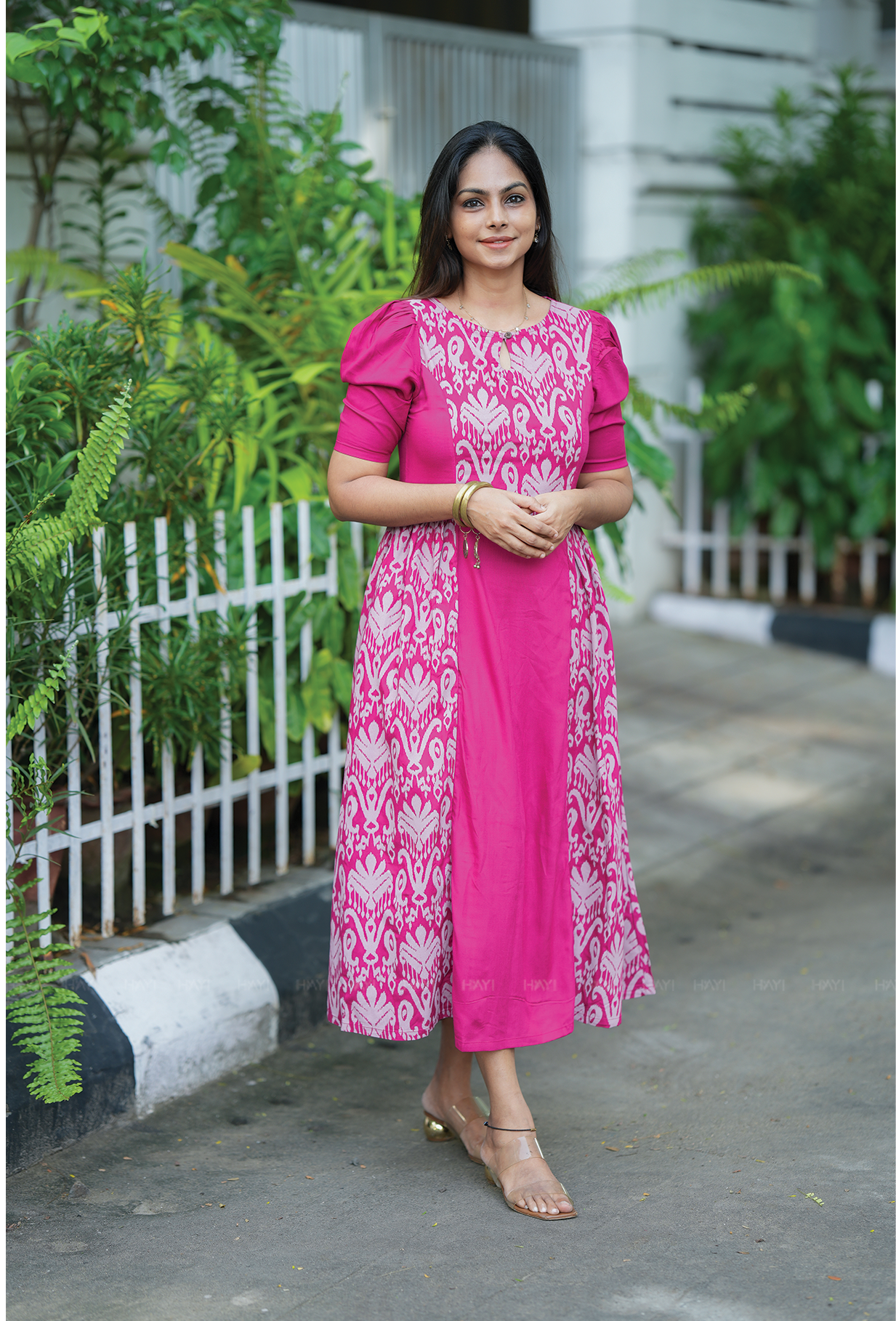 Egret Majenta with Magestic Imprint Viscose Dress