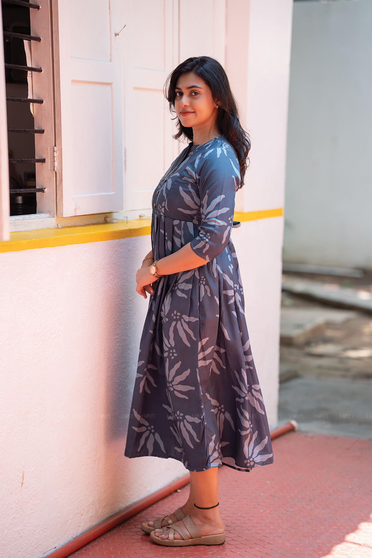 Enchanted Grace Blue Printed Maternity and Feeding Maxi Outfit