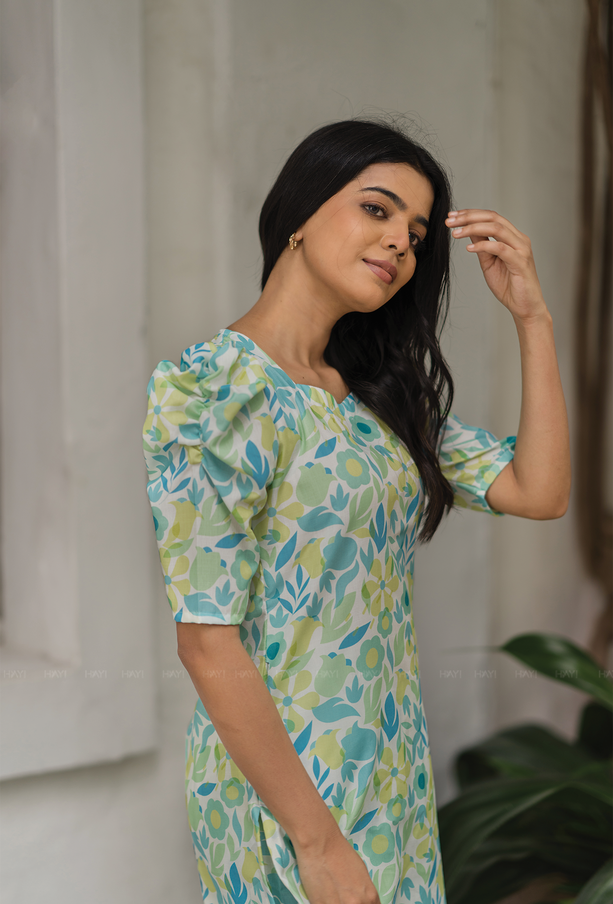 Cadence Green with Metropolitan Rhythm floral Printed Linen Blend Co Ords