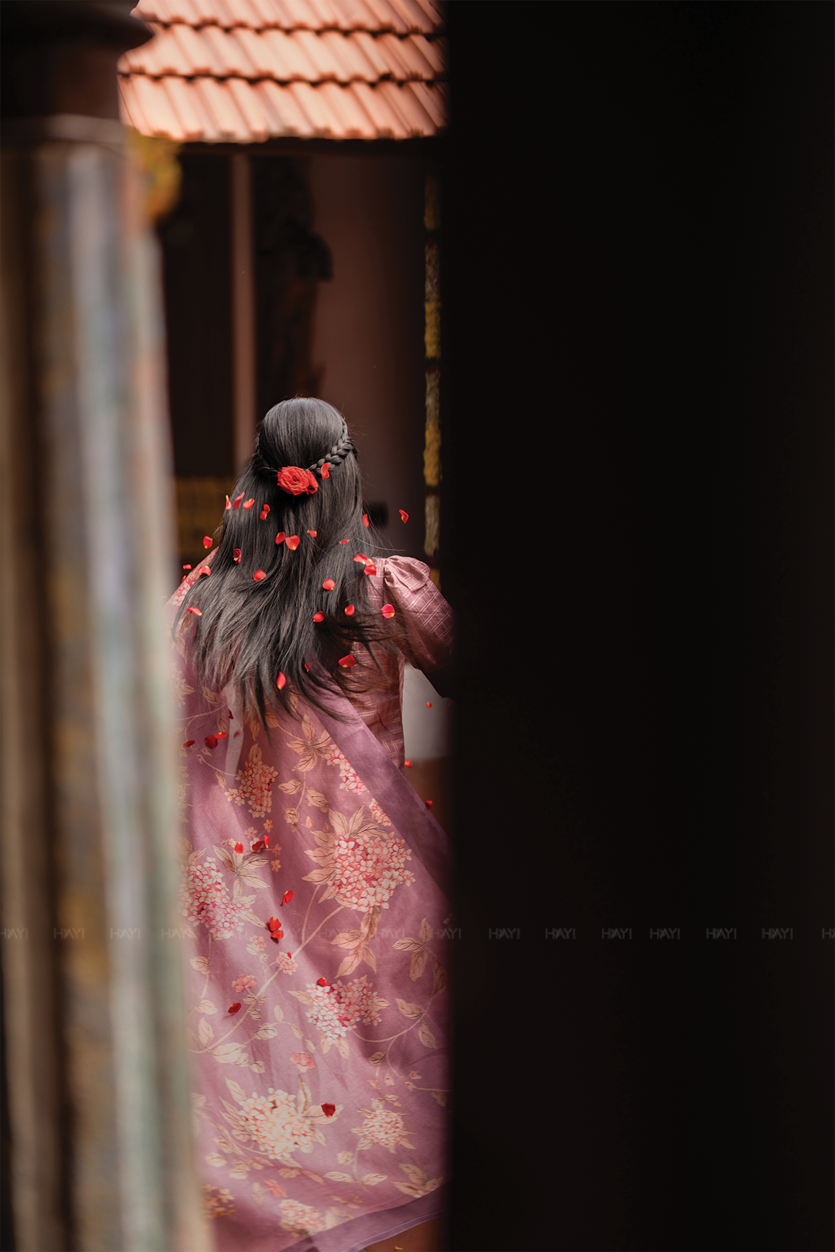 Dusky Pink Satin Daman 3 Piece Silk Check Blend Floral Printed Kurta with Pant &amp; Dupatta