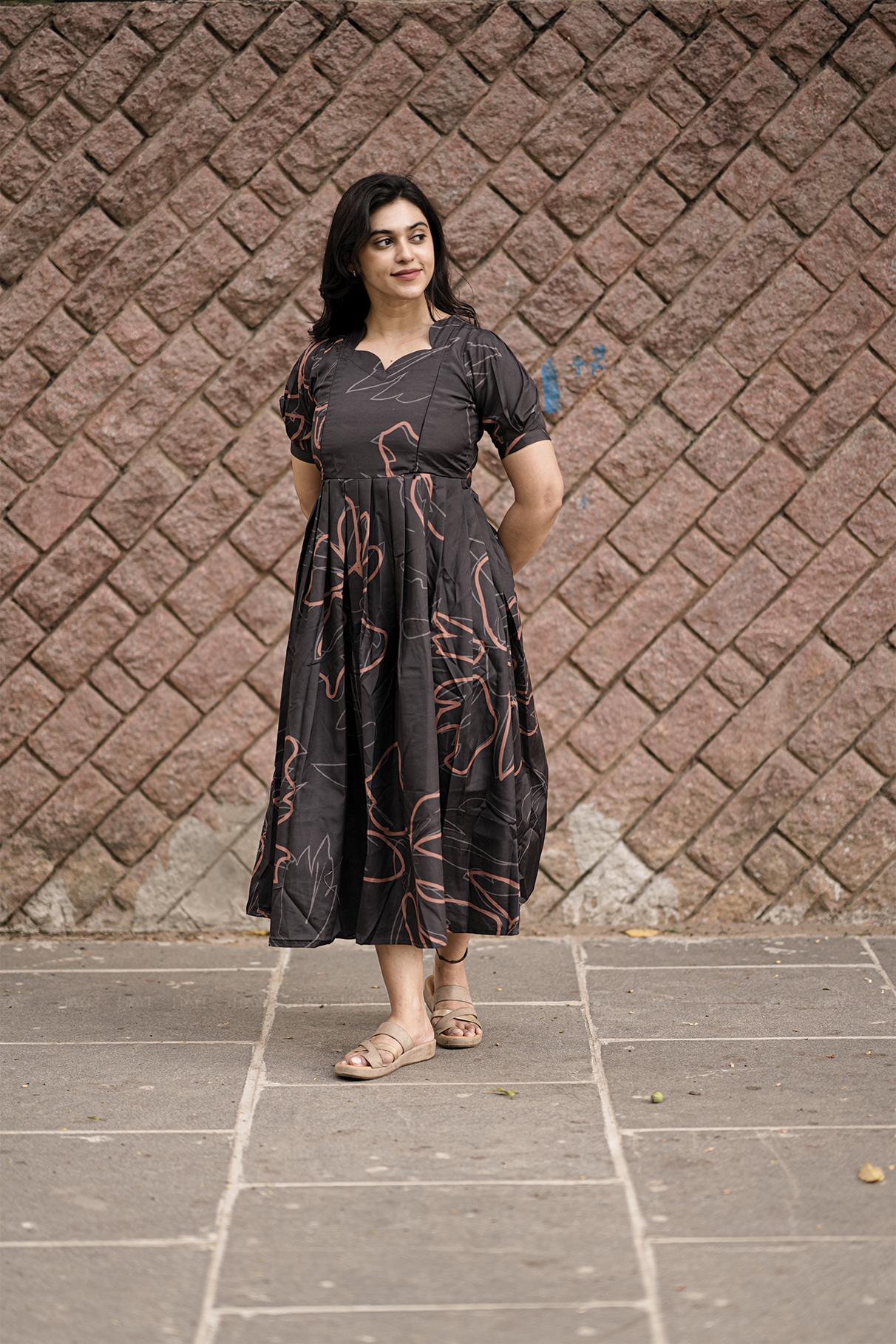 Dark Muse Florals Black Floral Printed Maternity and Feeding Wear