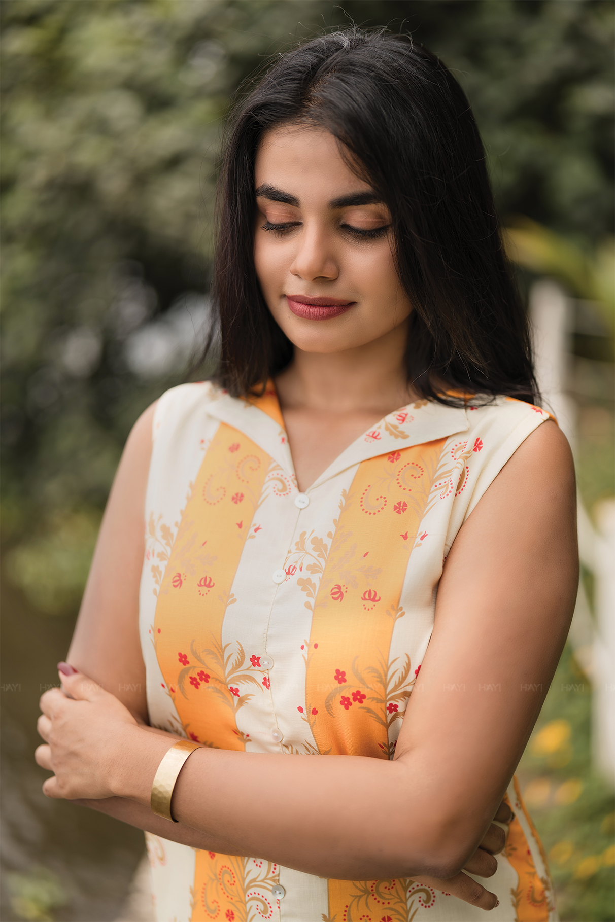 Sylan Yellow with Sunshine floral printed Viscose Kurta