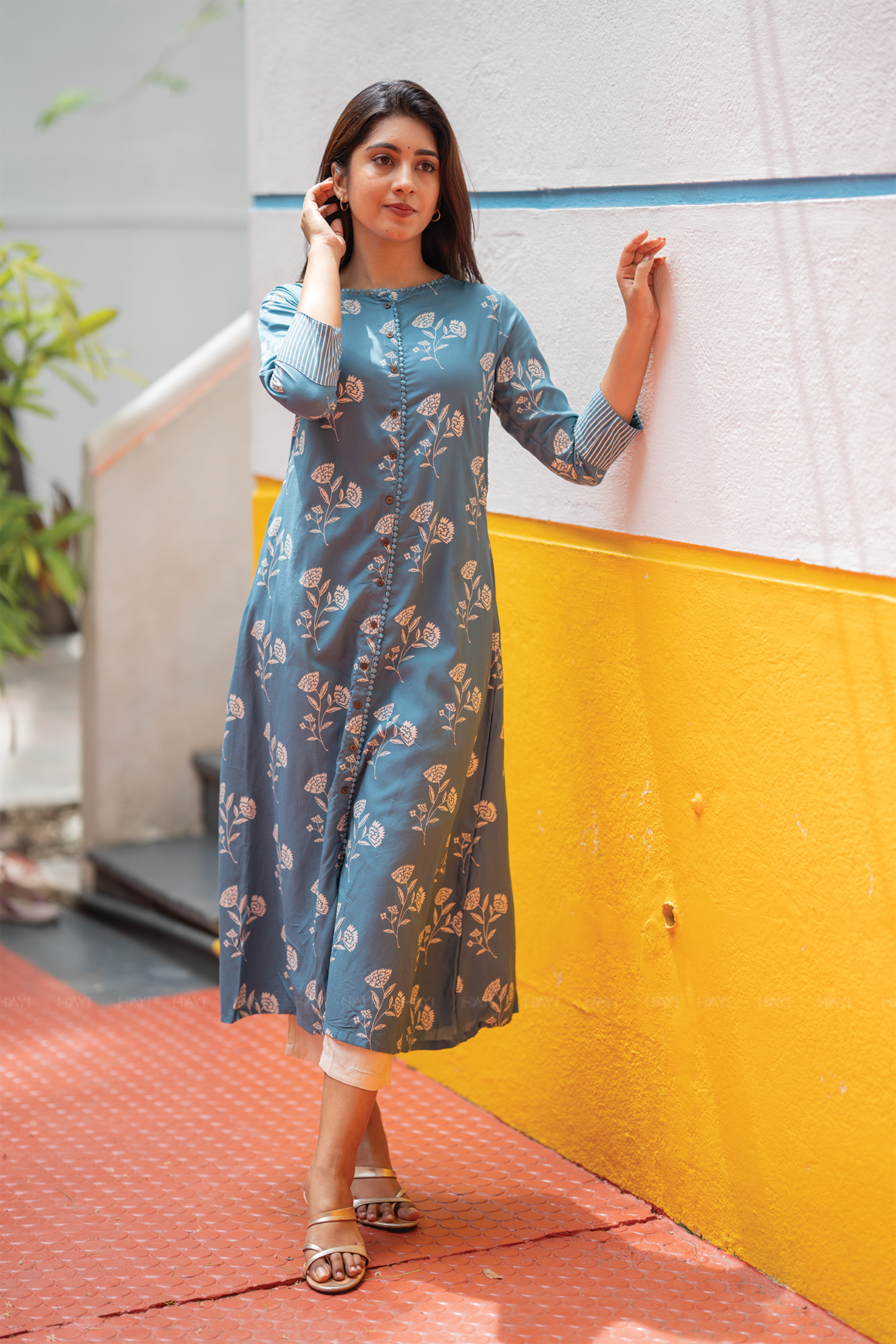Blue Elarra Viscose A-line Kurta