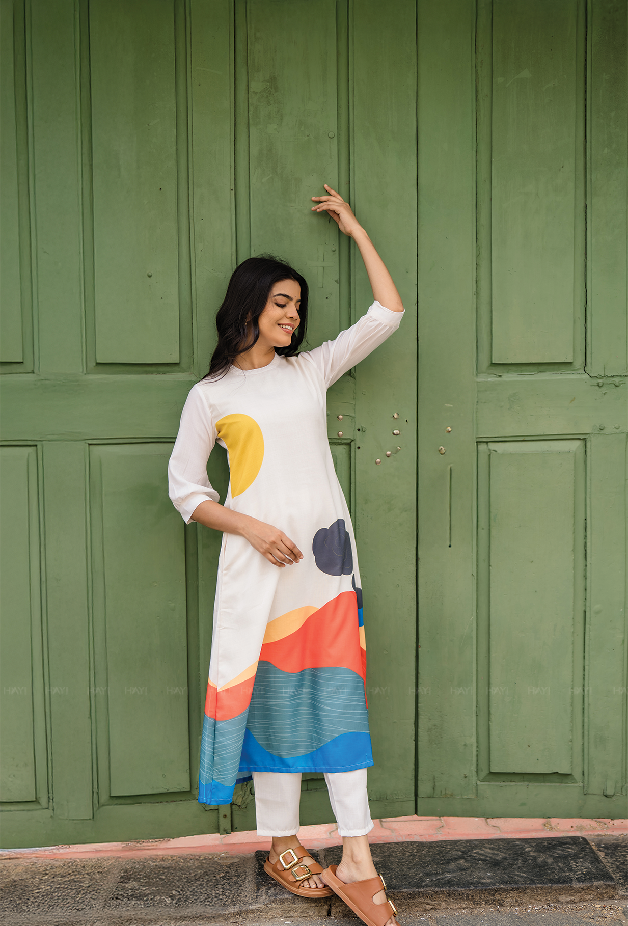 Sway Beige with Cloud Kissed printed Linen Blend Co-ords