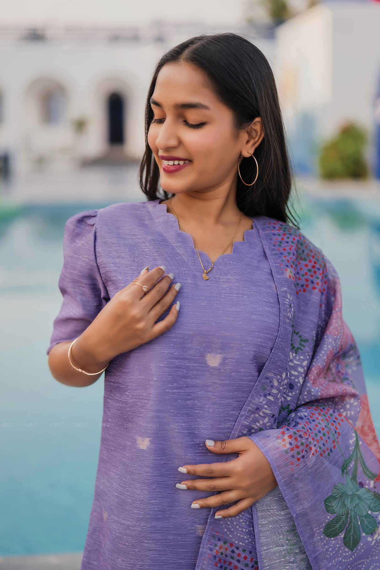 Lira Printed 3 Piece Organza Slub Kurta Set with Dupatta