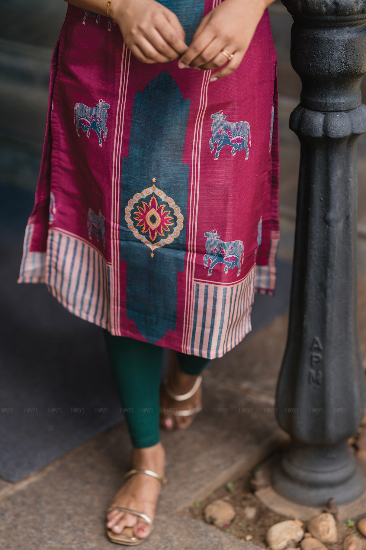 Rustic Grace Red 3 Piece Shimmer Tissue Blend Placement Printed Kurta with Pant &amp; Dupatta