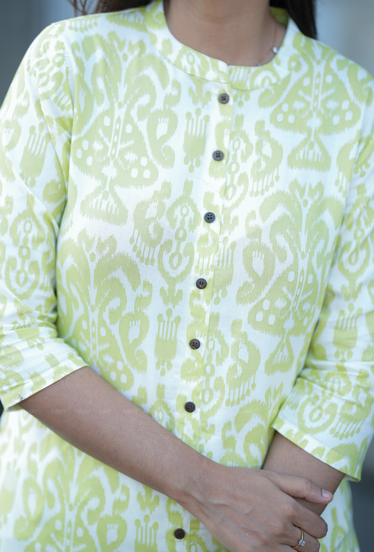 Tangerine Green with Citrus Purch printed Viscose Co Ords
