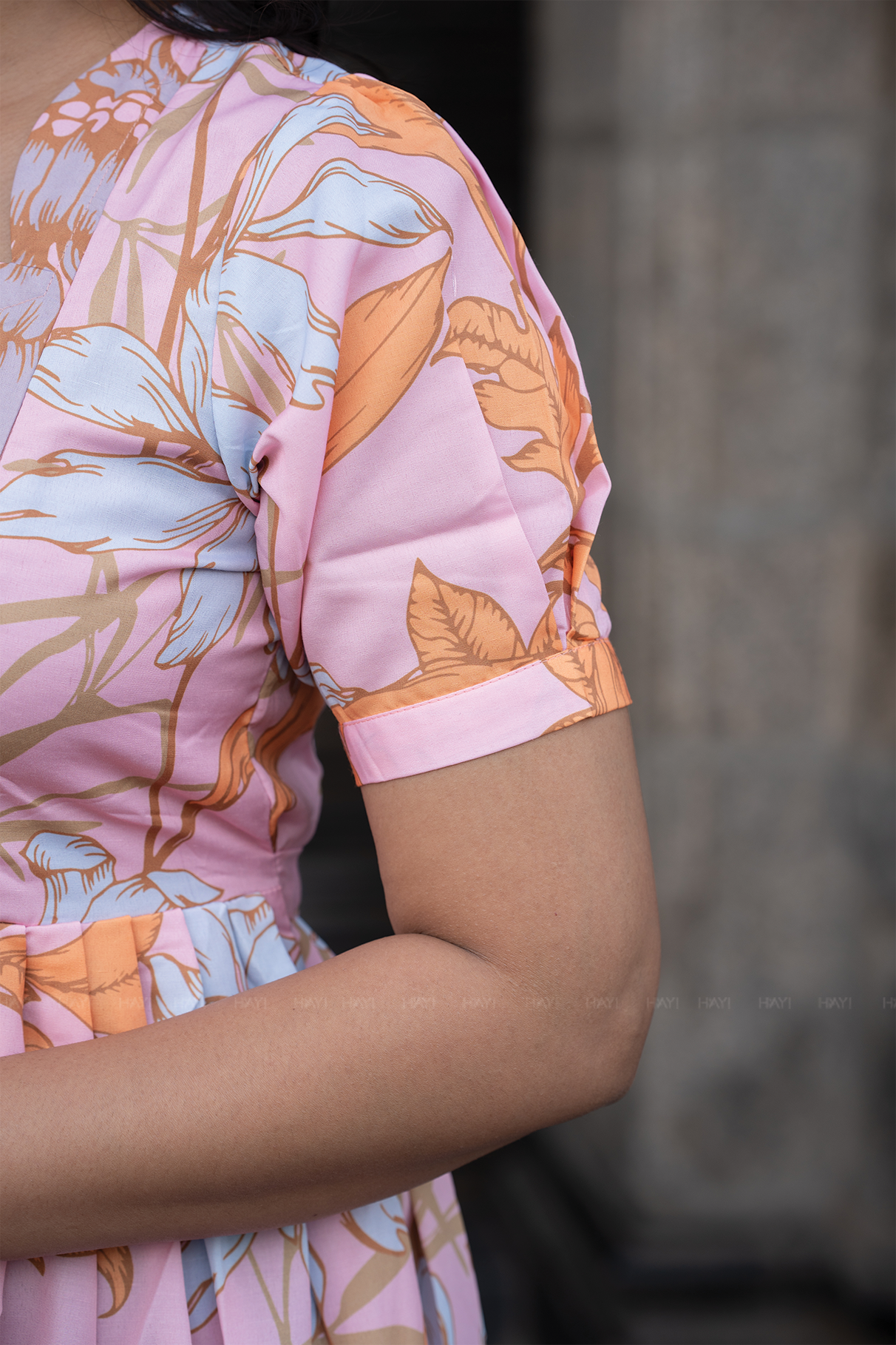 Florenza Pink floral printed Maternity and Feeding Cotton Blend Dress