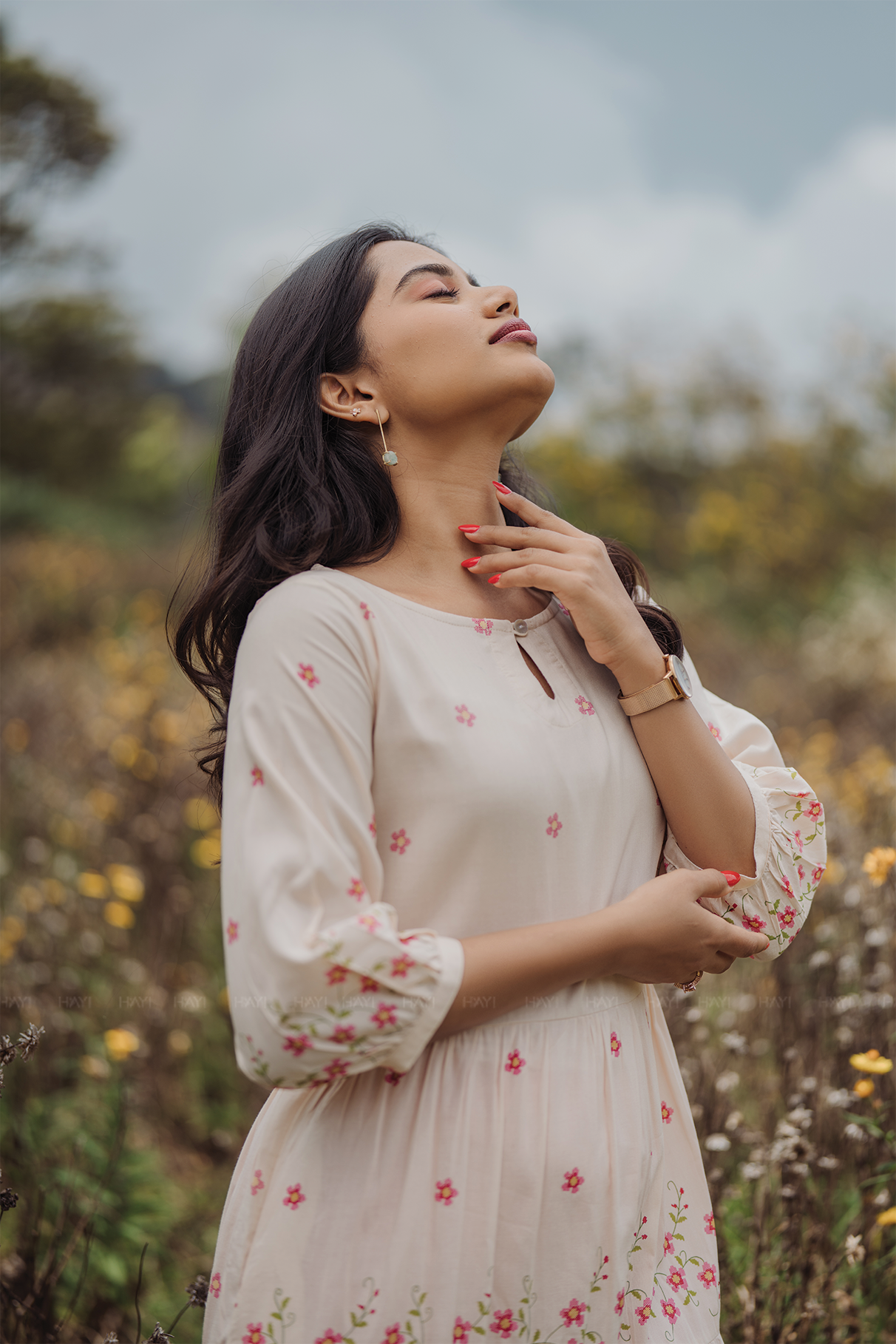 Rosebud Lil Beige Viscose with Boat Neck &amp; Sleeve with cuff