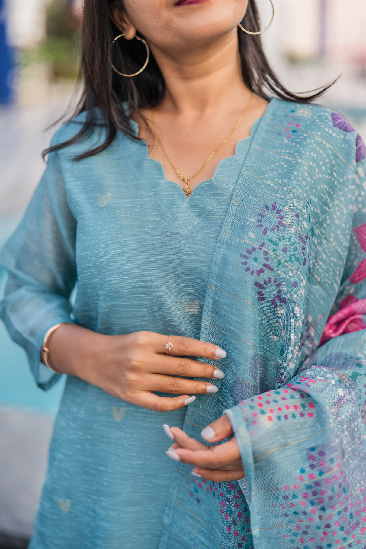 Neerika Printed 3 Piece Organza Slub Kurta Set with Dupatta