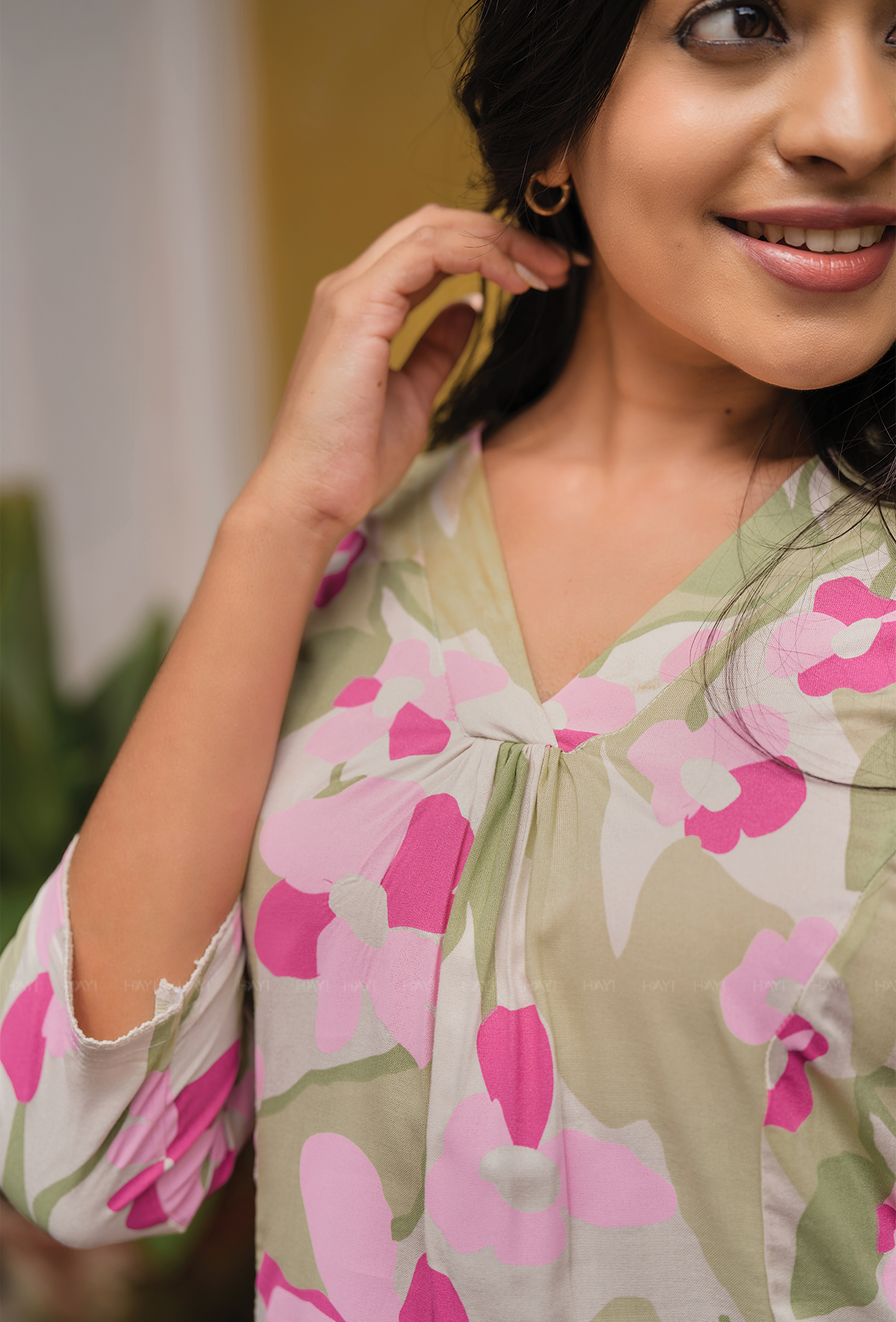 Half white with Petal Parade floral printed Viscose Co Ords