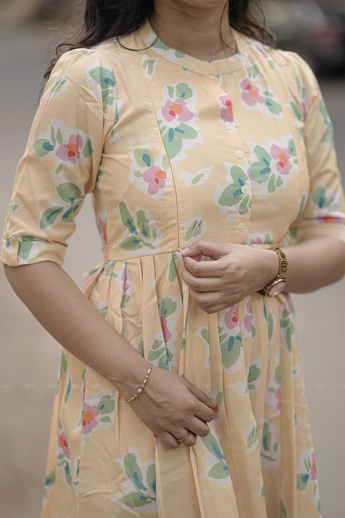 Sunlit Meadow Yellow Printed Maternity and Feeding Maxi Dress