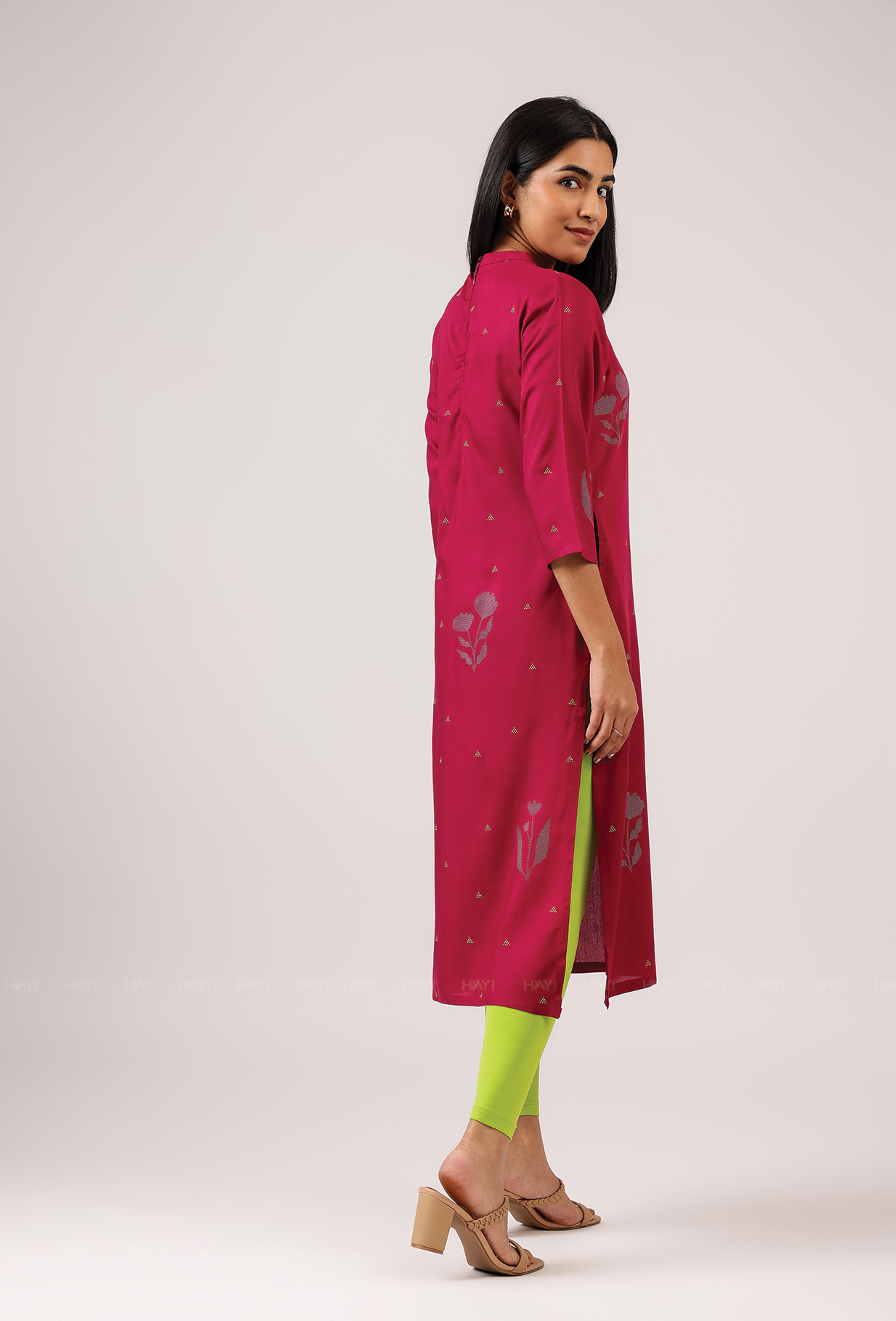 Garnet Maroon with Crimson Whisper printed Viscose Kurta