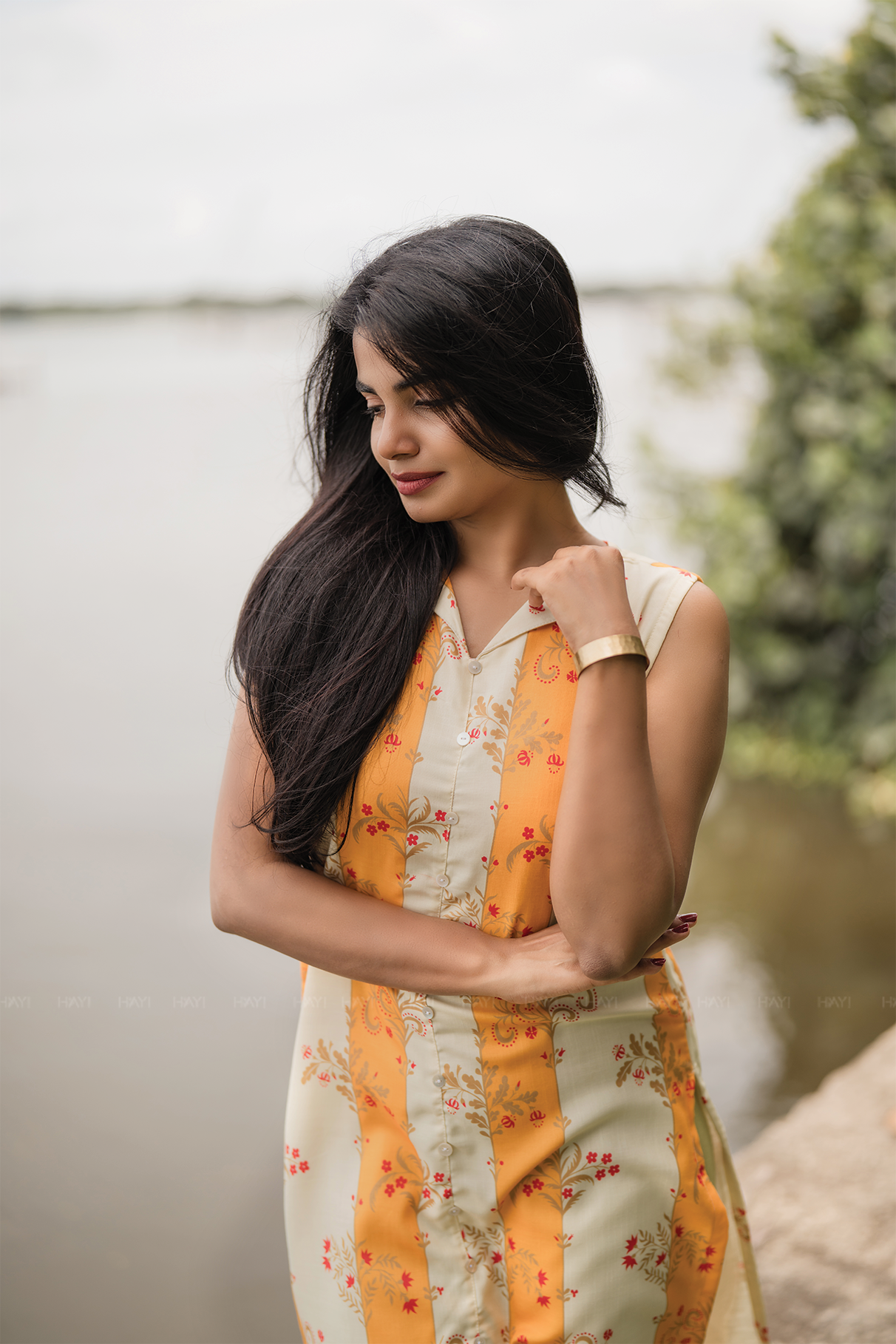 Sylan Yellow with Sunshine floral printed Viscose Kurta