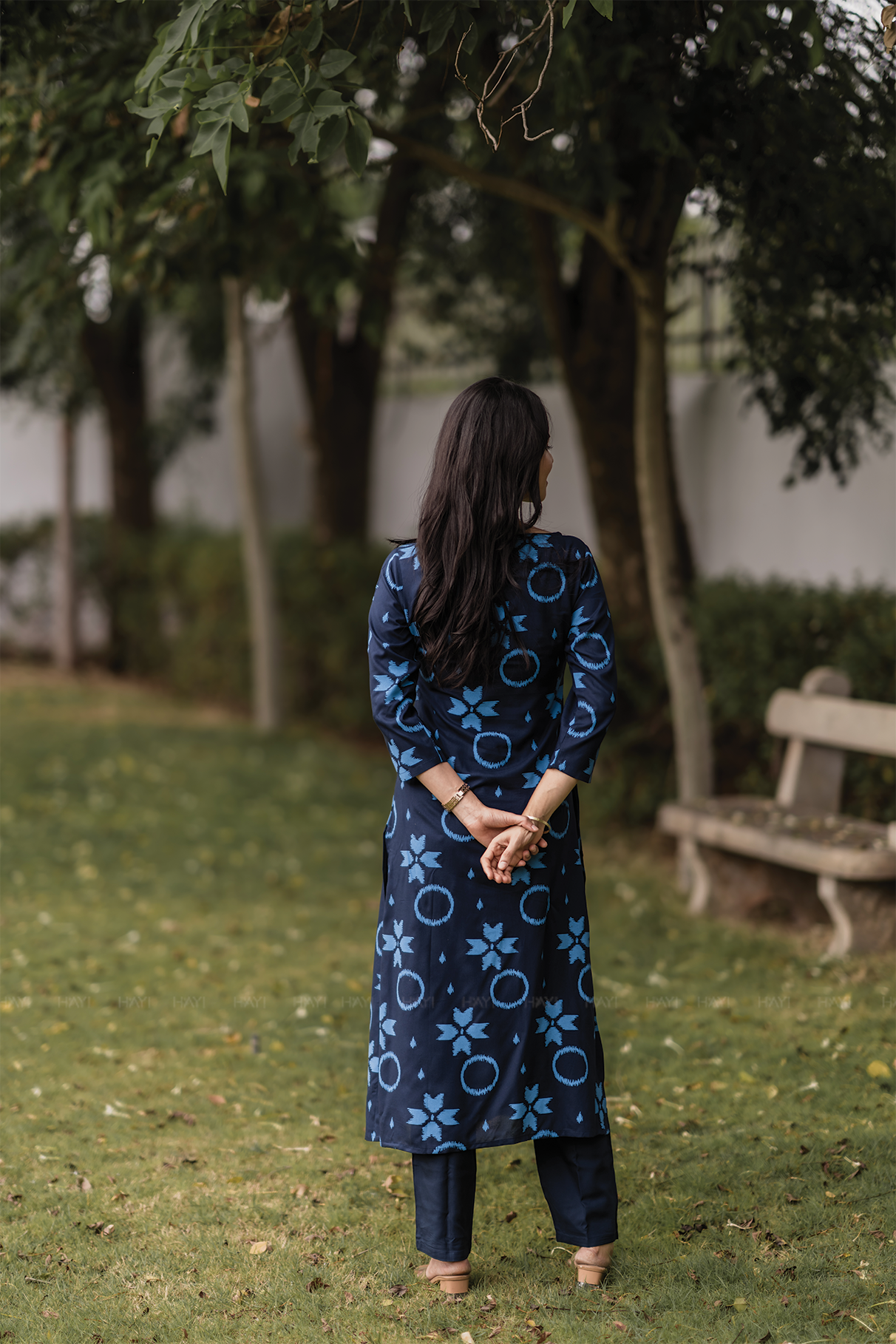 Noir Ivy Blue Viscose Co-ord with Boat Neck
