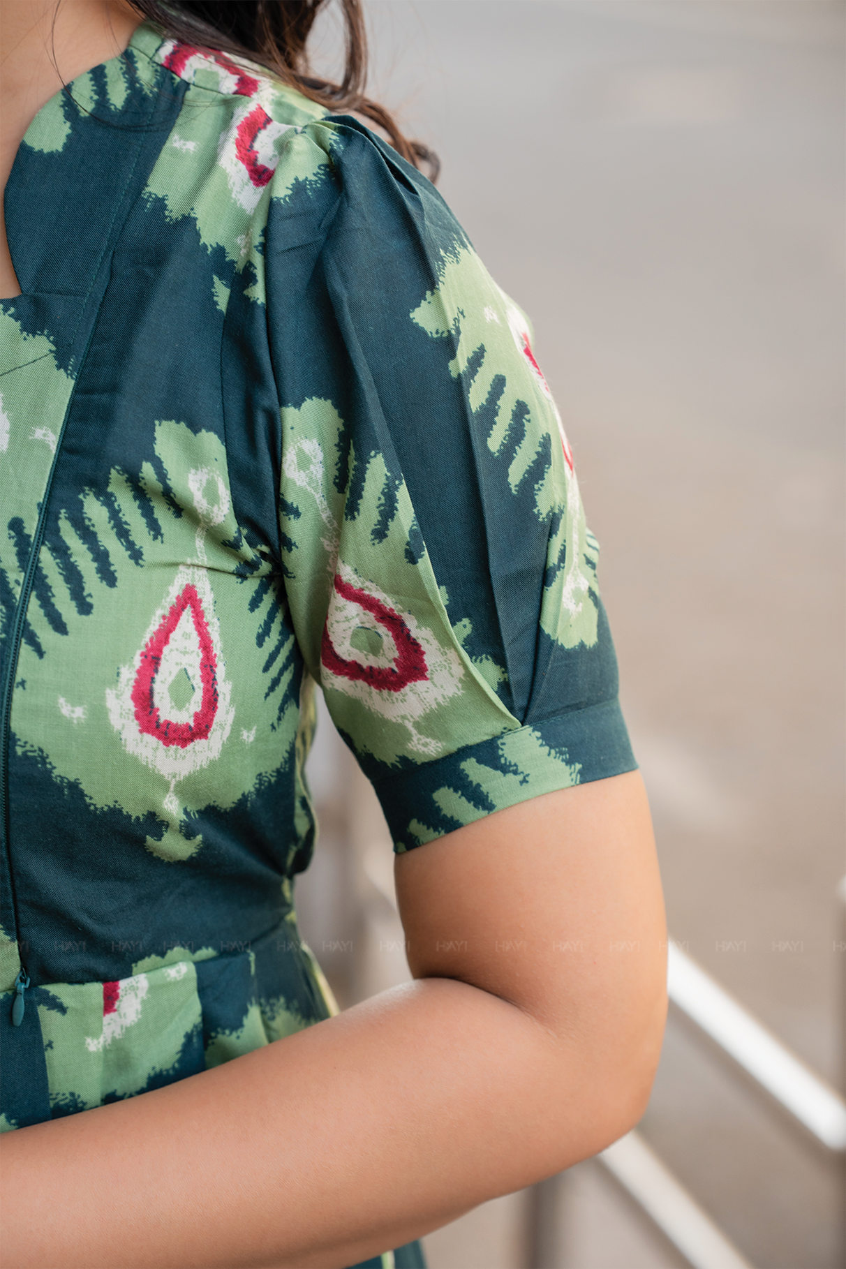 Inkmist Navy printed Maternity and Feeding Cambric Dress