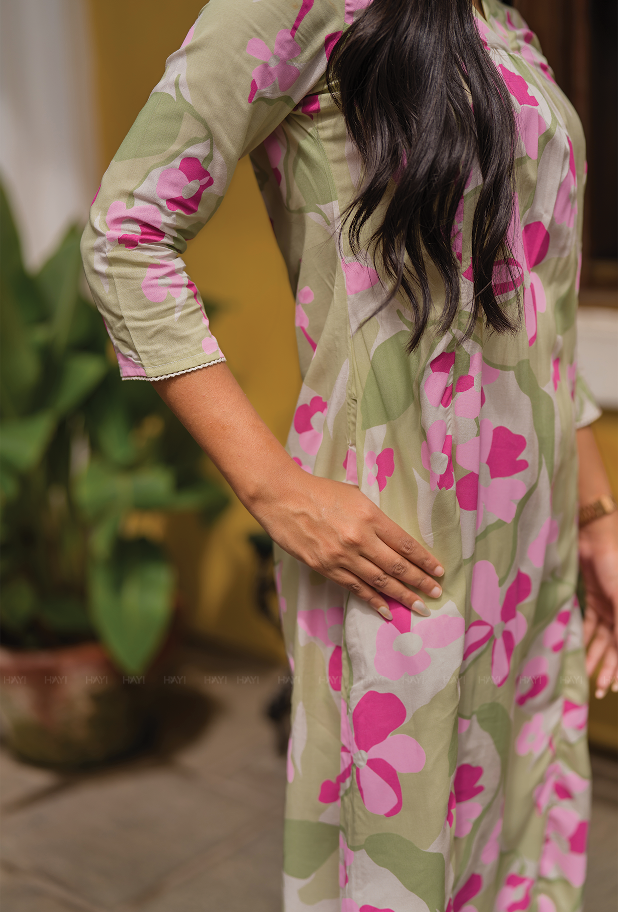Half white with Petal Parade floral printed Viscose Co Ords