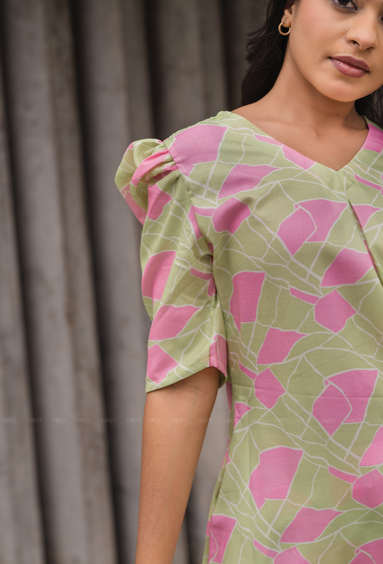 Rinth Green with Whimsical Bloom printed Linen Blend Co Ords