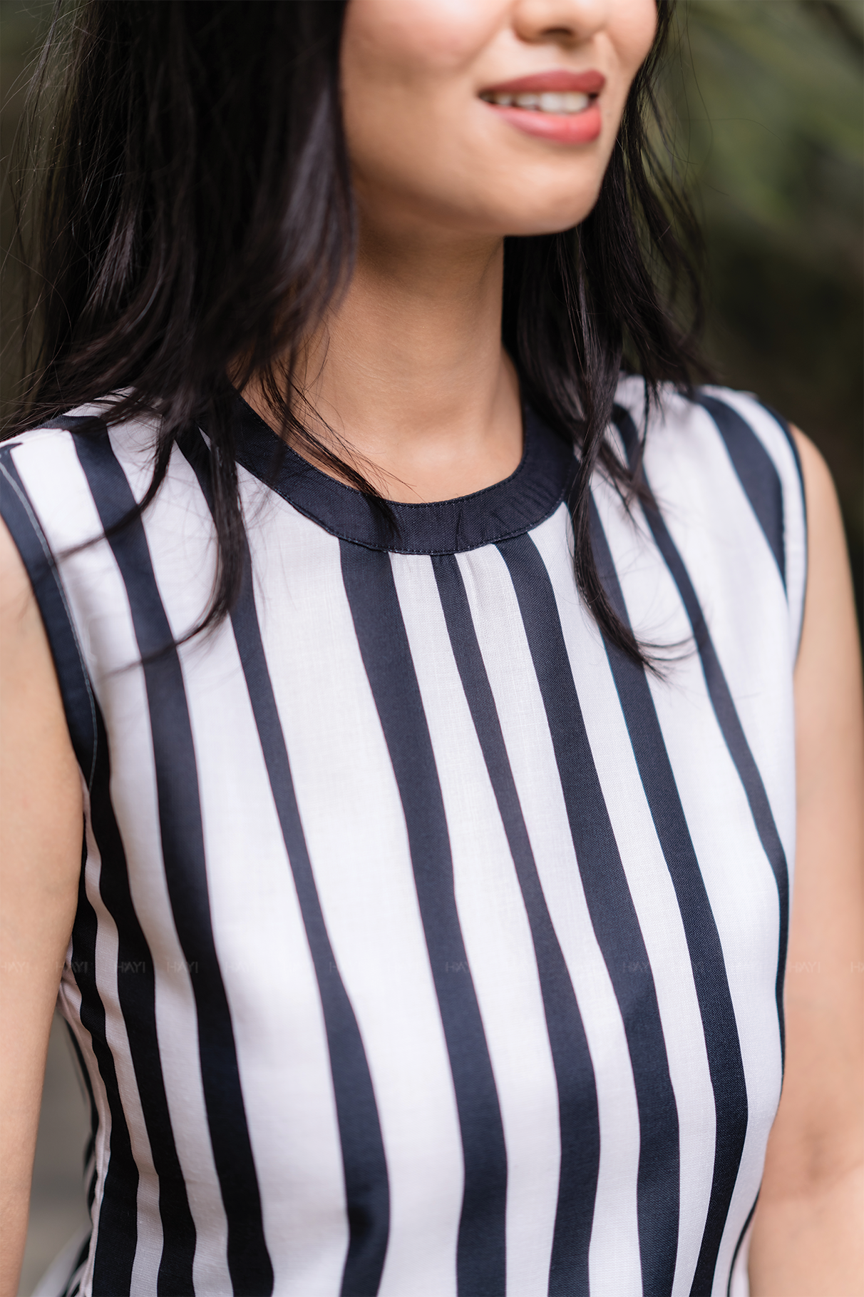 Half white with Graphite Echo printed Linen Blend Co ords