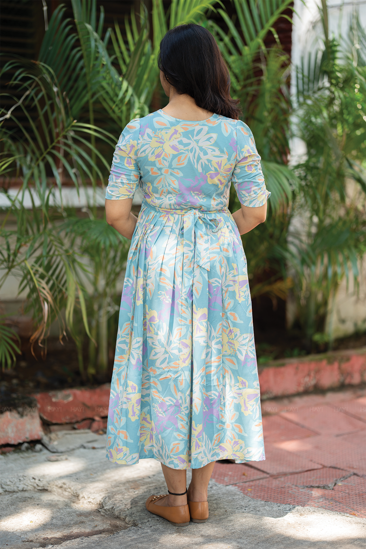 Blue Misty Blue Printed Maternity and Feeding Maxi Outfit