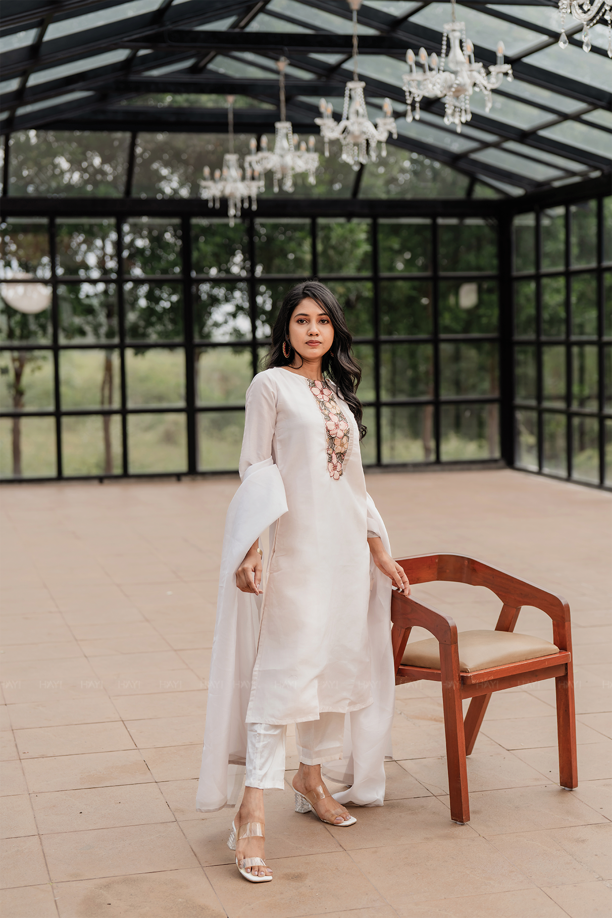 Lavira petal Off-White 3 Piece Silk Blend Embroidery Kurta with Pant &amp; Dupatta