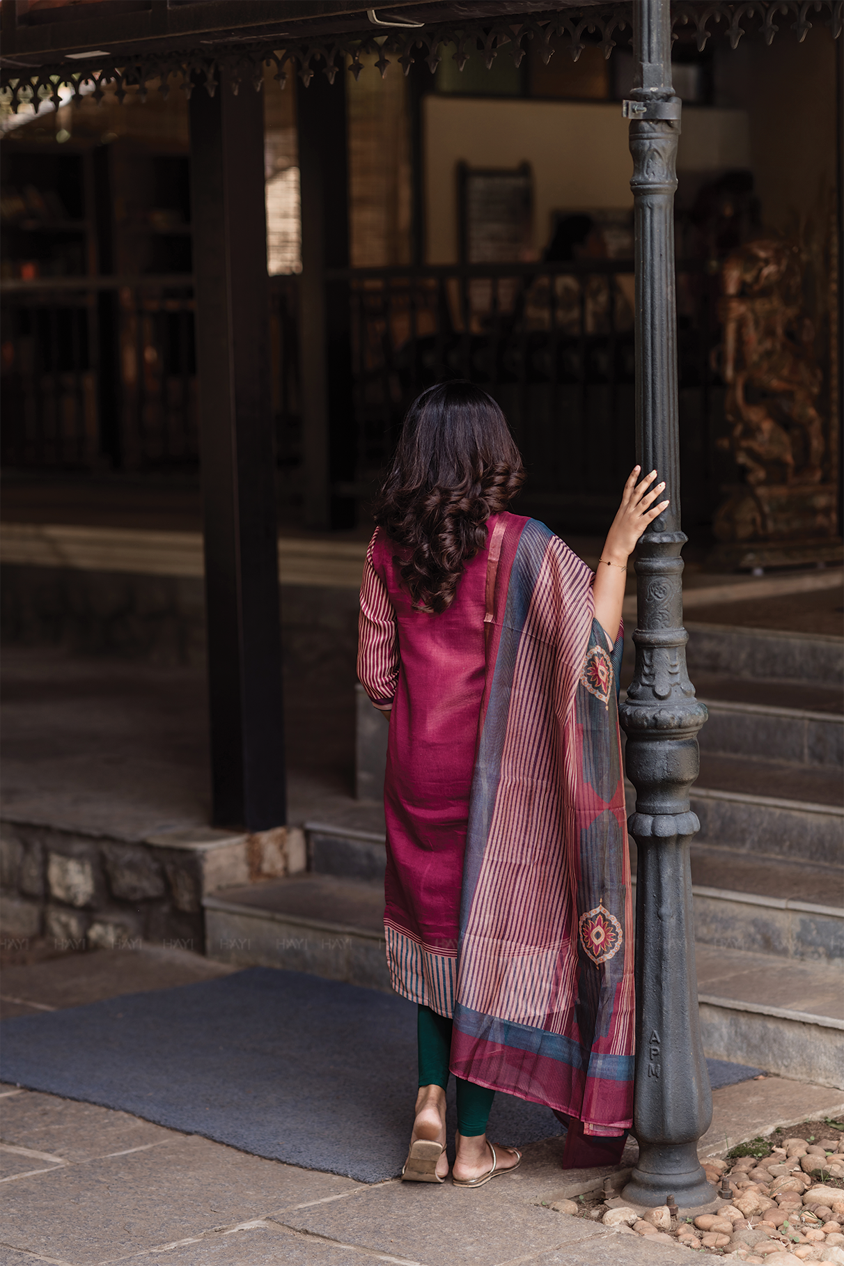 Rustic Grace Red 3 Piece Shimmer Tissue Blend Placement Printed Kurta with Pant &amp; Dupatta