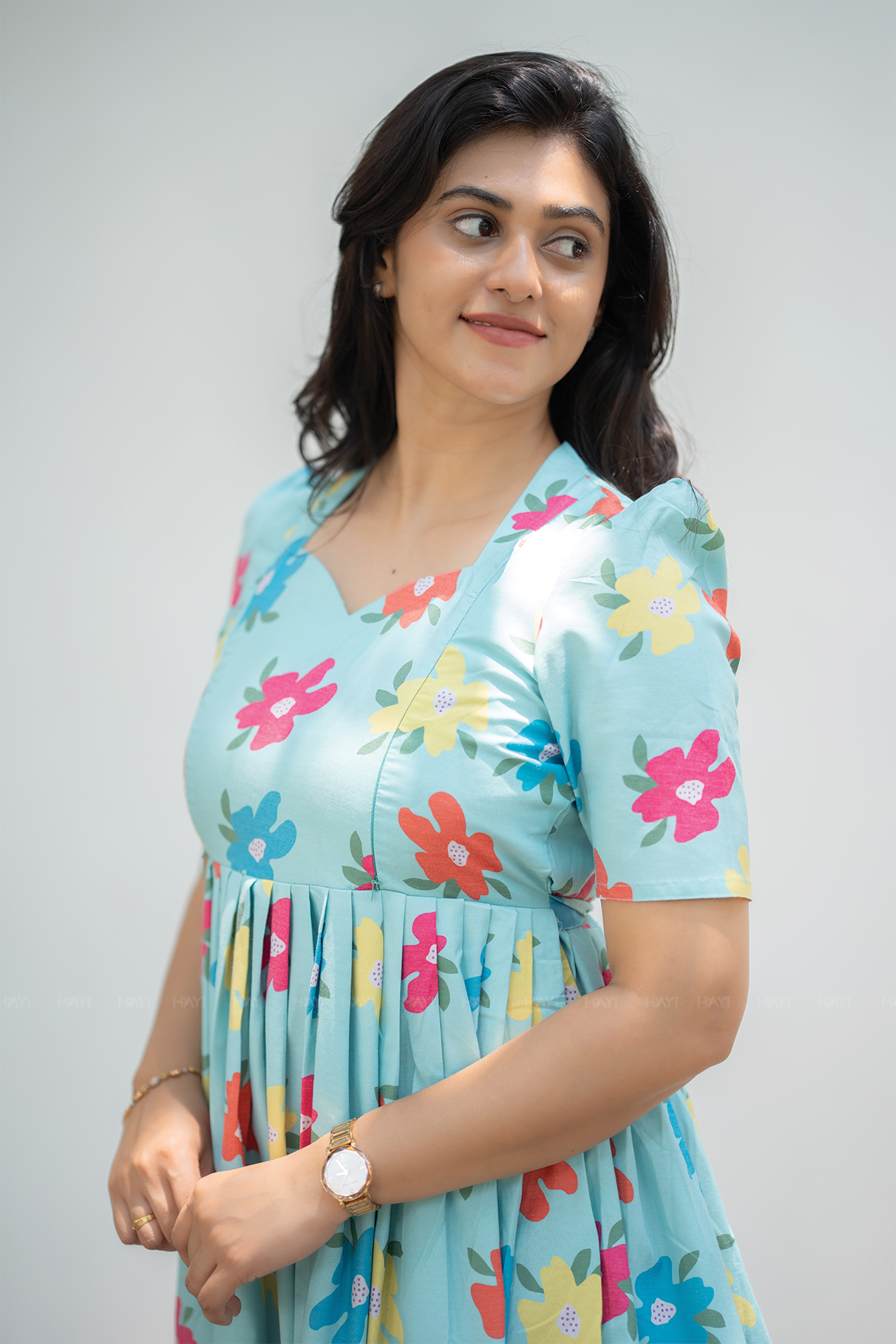 Calm Flora Blue Printed Maternity and Feeding Maxi Wear