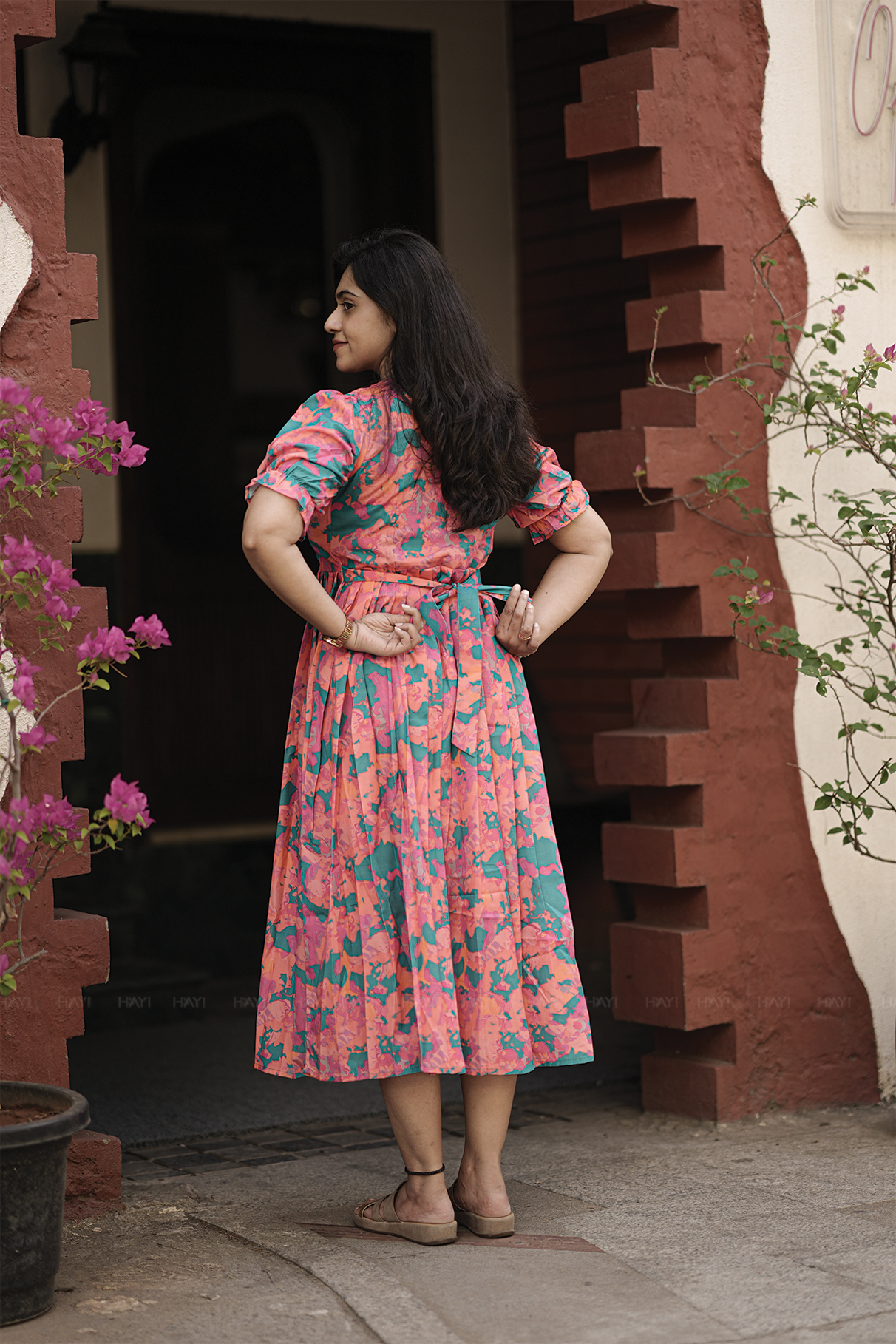 Autumn Tale Green Printed Maternity and Feeding Maxi dress