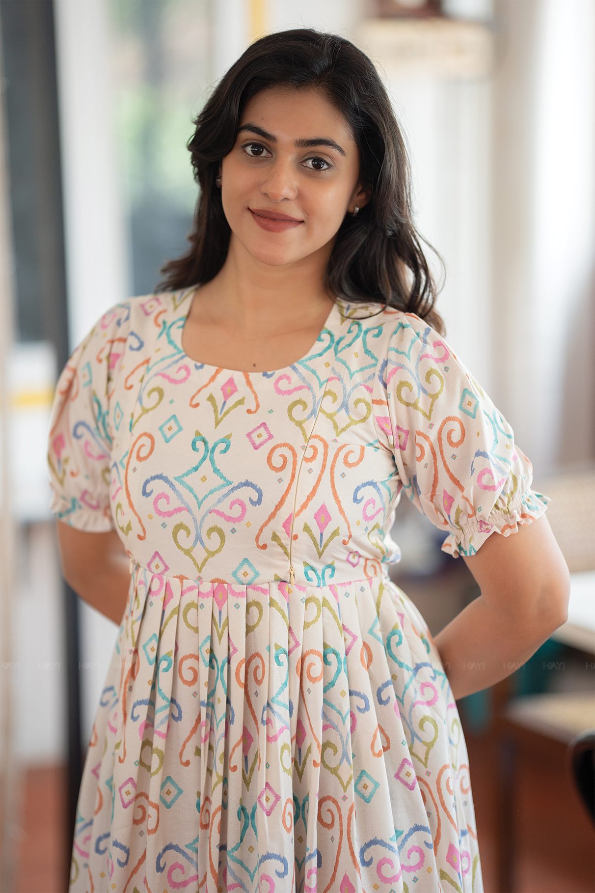 Fantasy Swirl Off White Printed Maternity and Feding Maxi Outfit