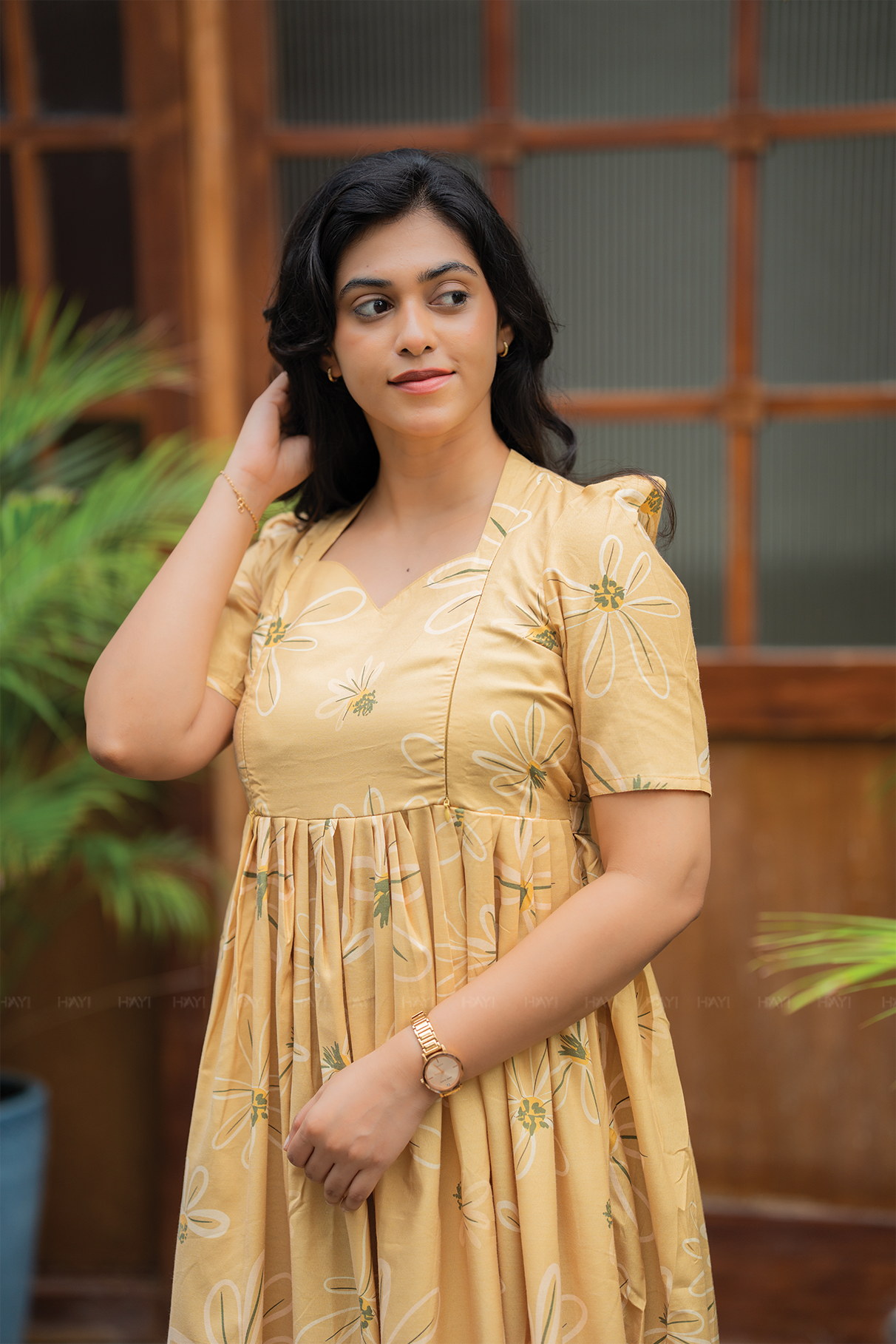 Whispering Mellow Yellow Printed Maternity and Feeding Maxi Outfit