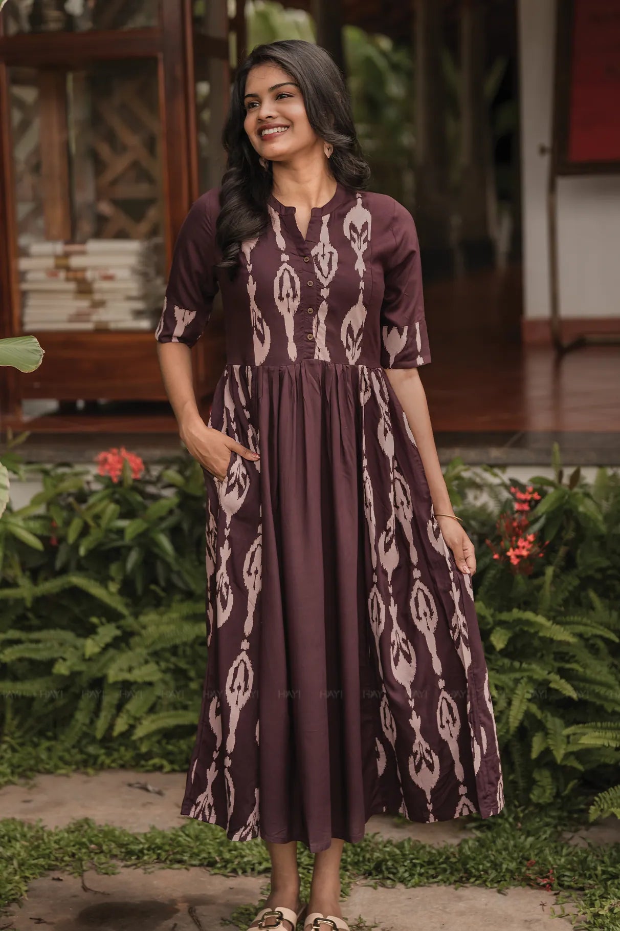 Mocha Muse Brown Viscose Umbrella Outfit