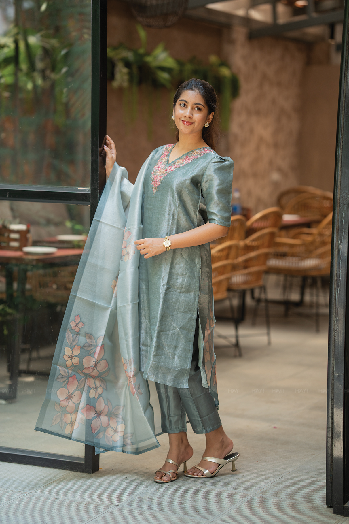 Primerose Green Organza Silk Kurta Set with Dupatta