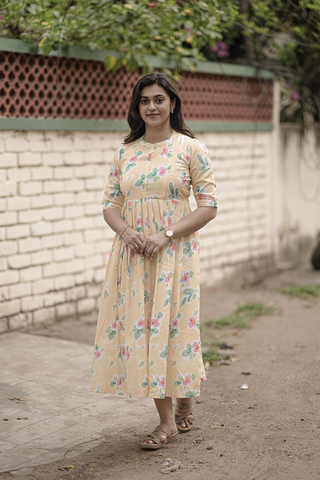Sunlit Meadow Yellow Printed Maternity and Feeding Maxi Dress