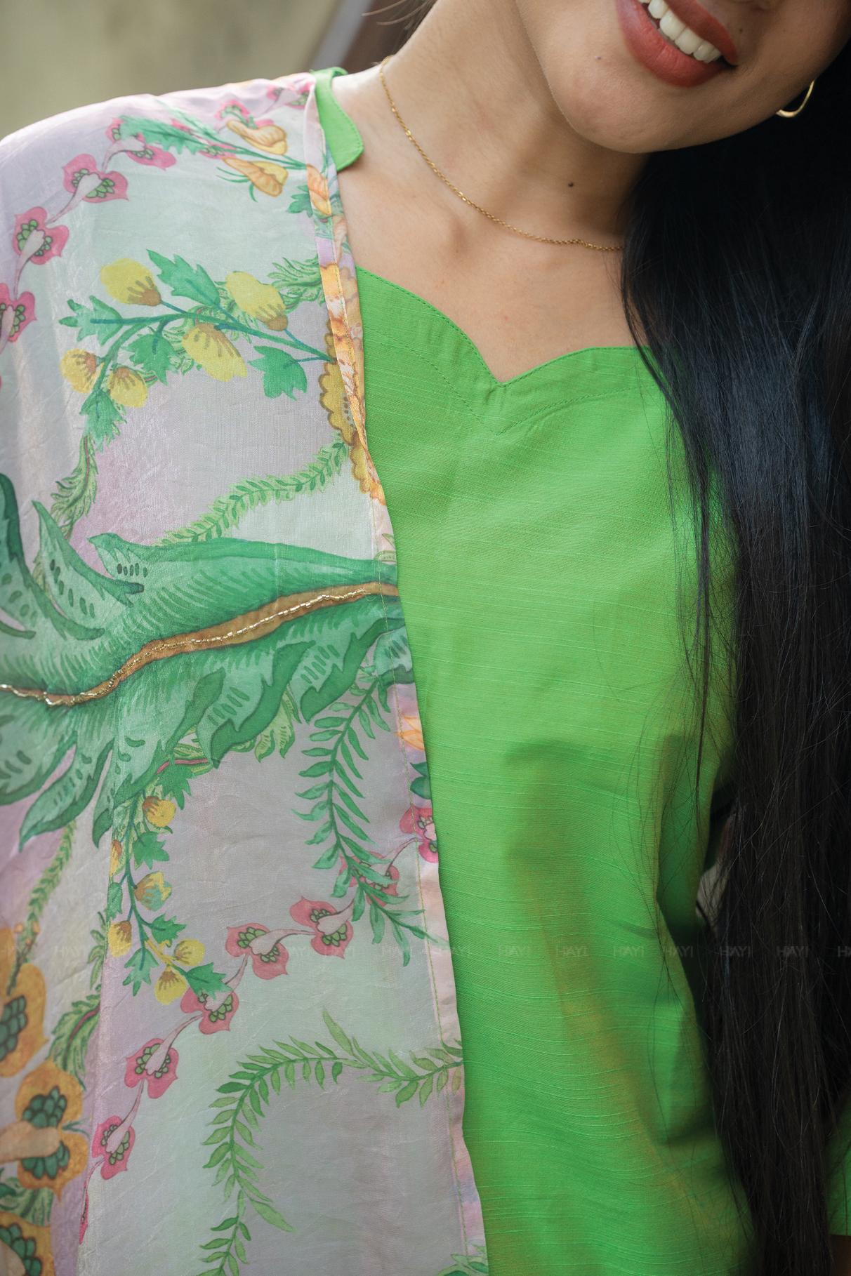 Floral Charmist Solid  2 Piece Raw silk blend Kurta with Printed  Dupatta