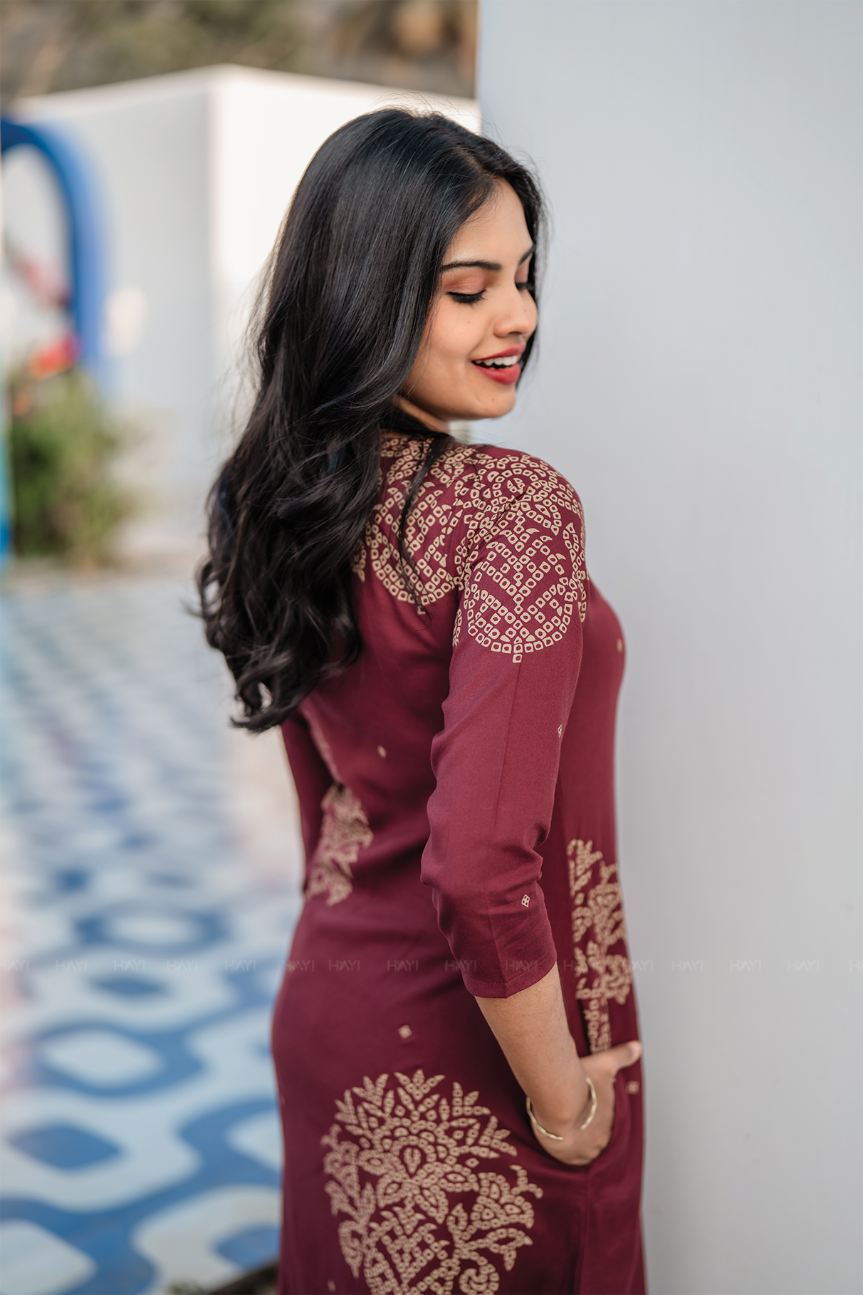 Bronza Aura Brown Viscose Co-ord with Boat Neck &amp; 3/4th Sleeves