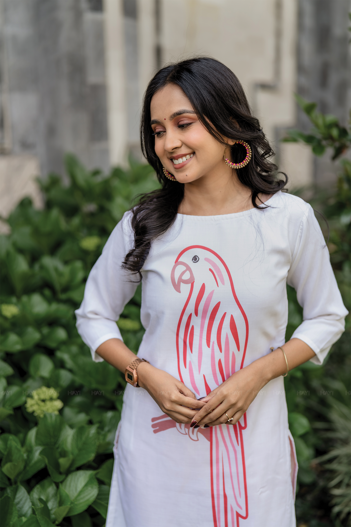 Feathered Charm White Placement Printed Kuta