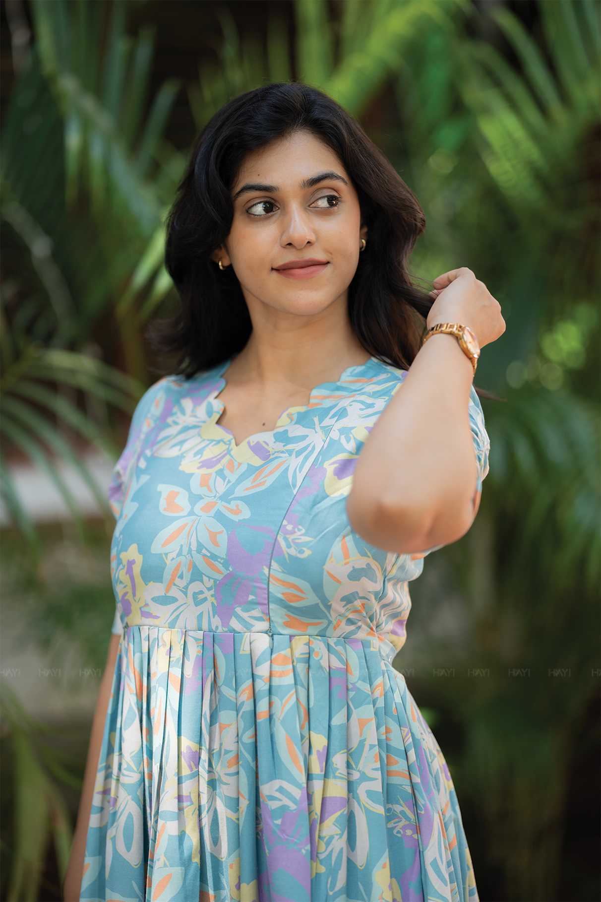 Blue Misty Blue Printed Maternity and Feeding Maxi Outfit