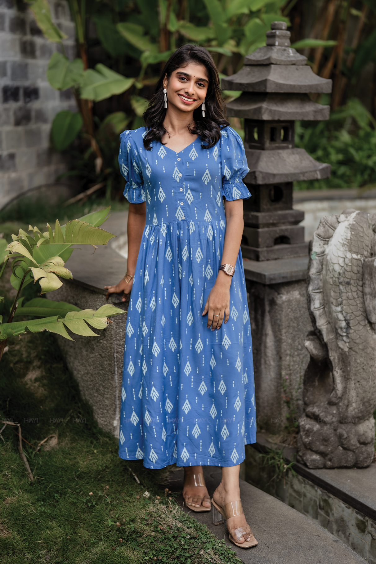 Icey Ikat Viscose Printed Twirl Dress