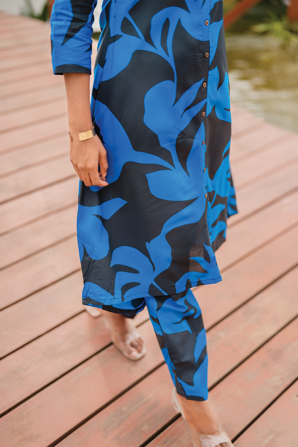 Mystic Muse Black Viscose Co-ord with Shrisha Collar &amp; 3/4th Sleeves