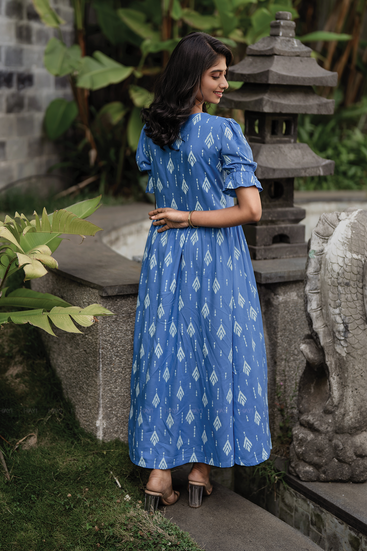 Icey Ikat Viscose Printed Twirl Dress