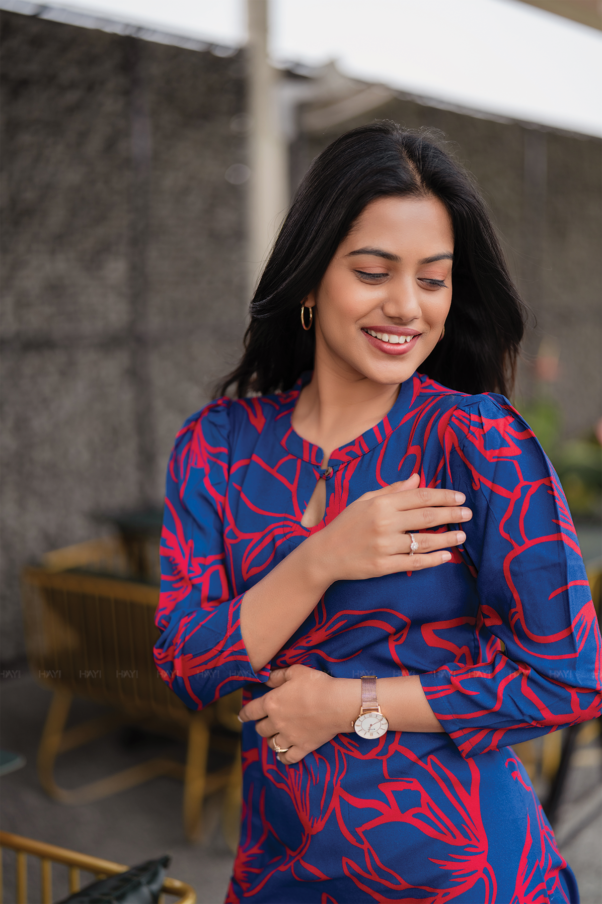 Bluetail Viscose Kurta with Chinese Collar &amp; 3/4 Sleeves