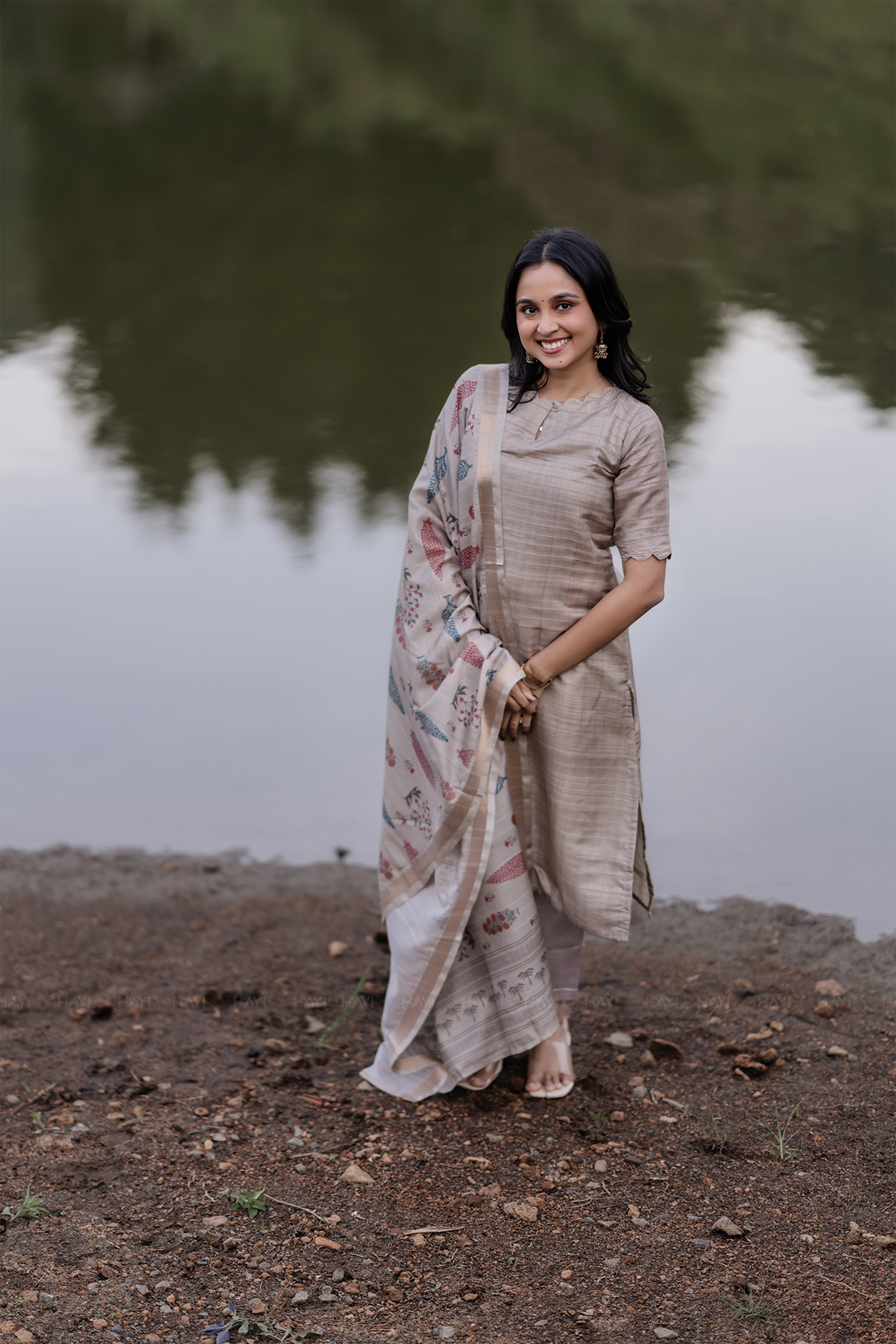 Nritya Printed Tussar Silk Kurta Set with Dupatta