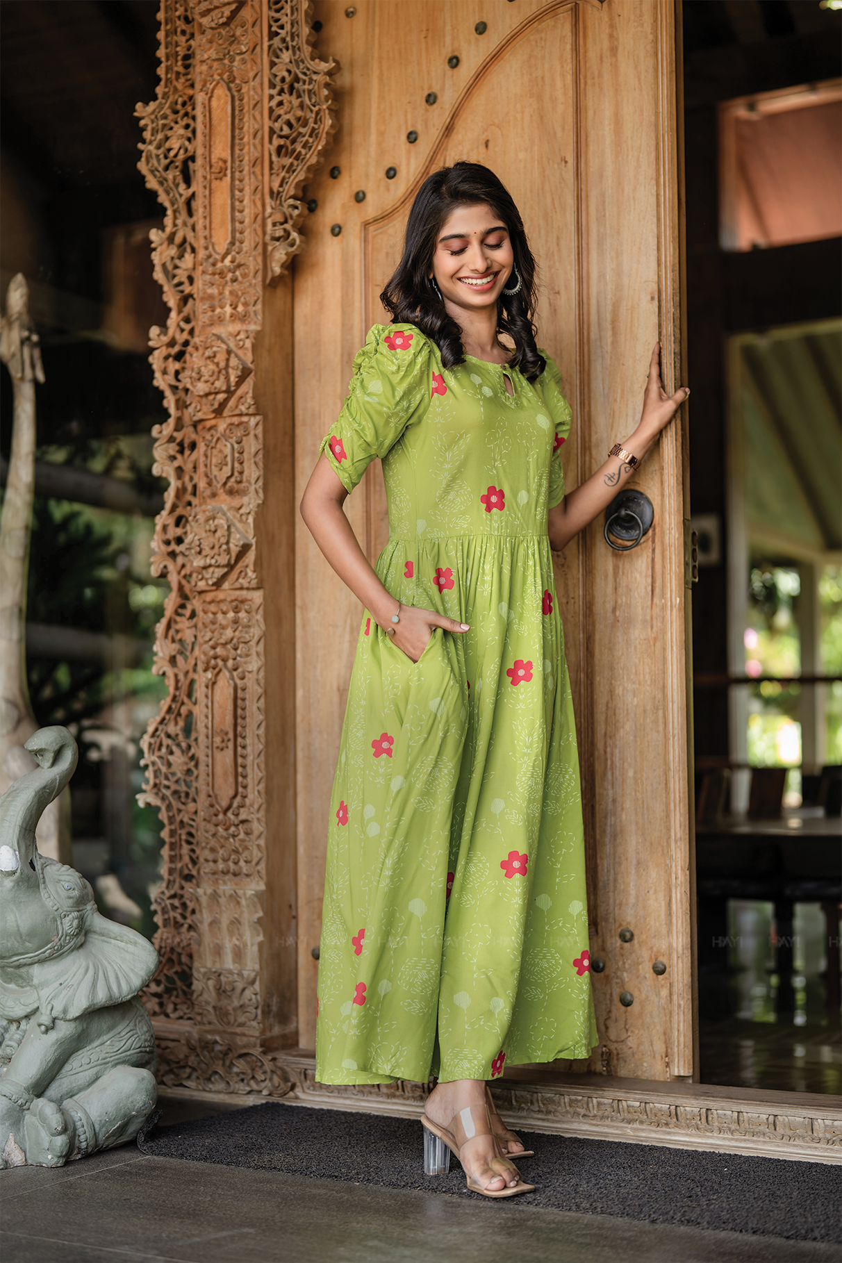 Green Meadow Viscose Printed Breeze Dress