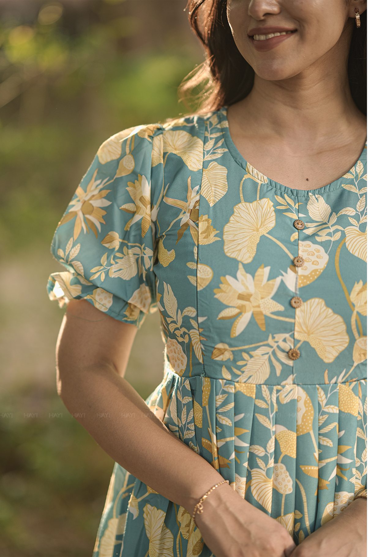 Freshflora Blue Printed Maternity and Feeding Maxi Wear