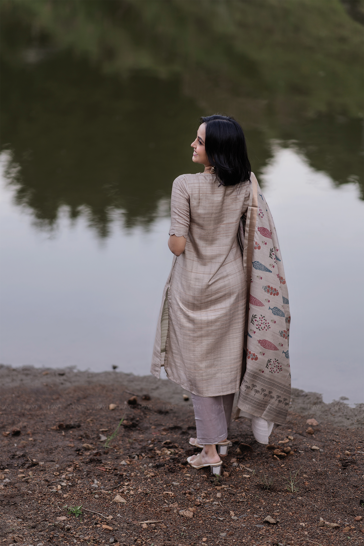 Nritya Printed Tussar Silk Kurta Set with Dupatta