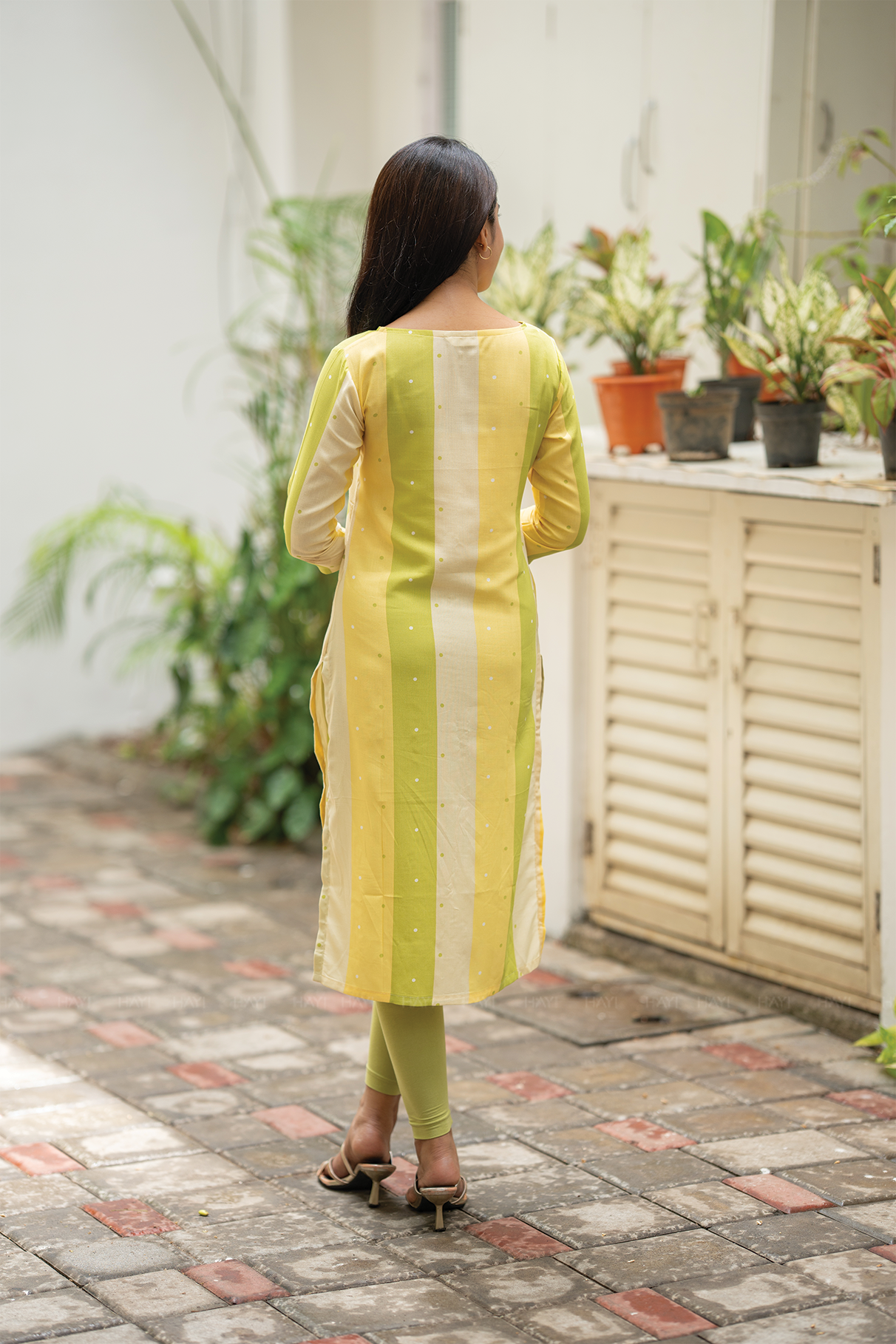 Lime Muse Green Printed Viscose Kurta