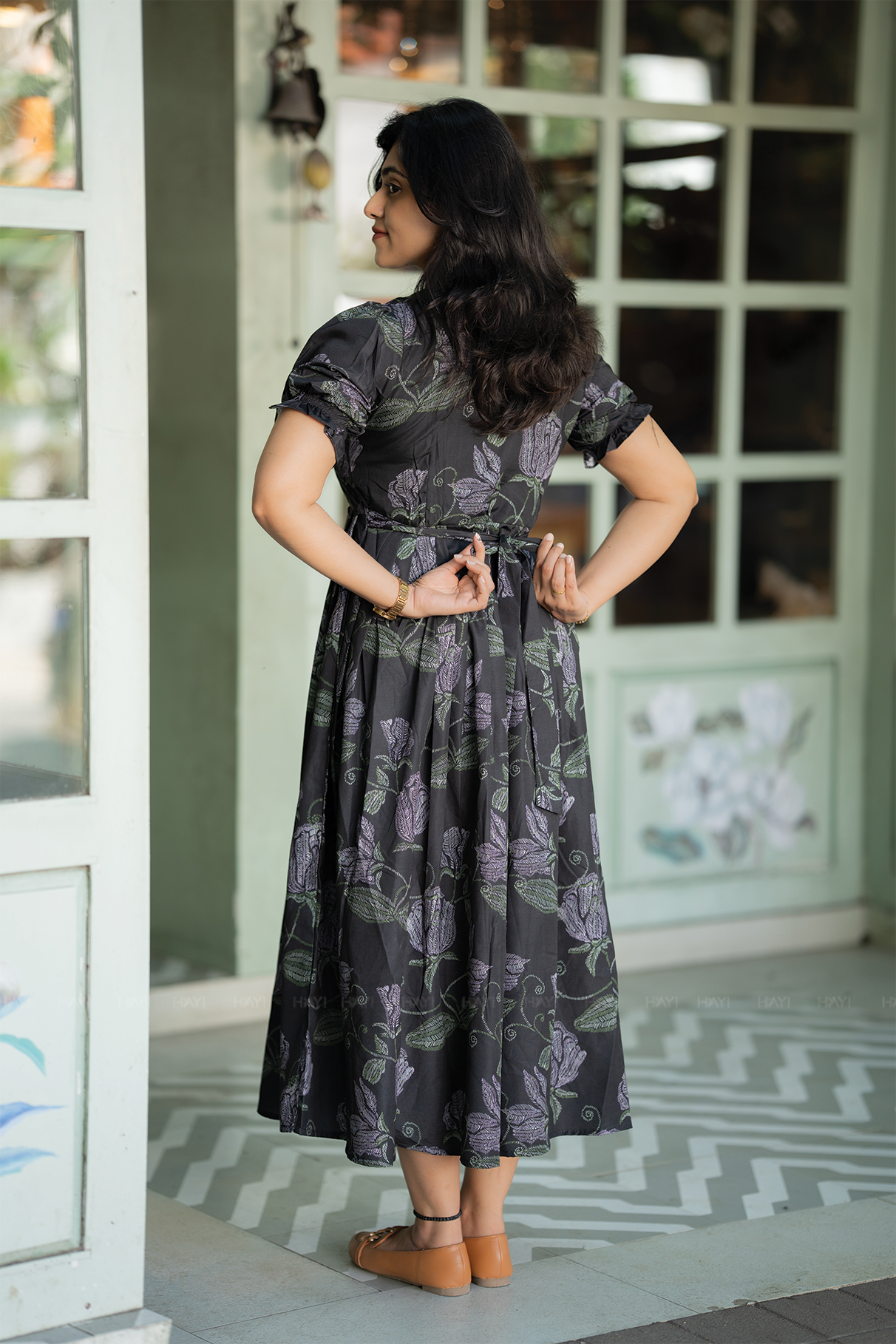 Deep Muse Black Floral Printed Maternity and Feeding Wear