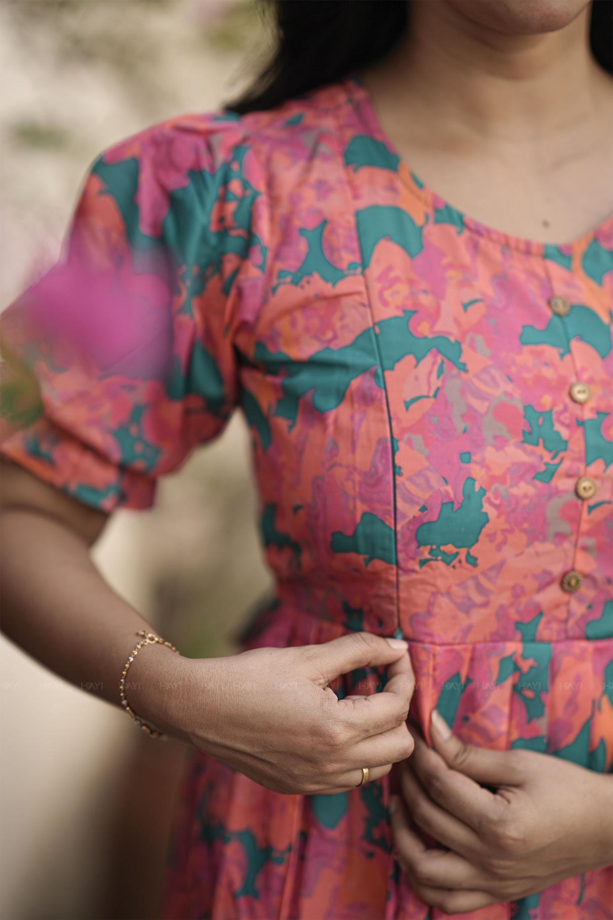 Autumn Tale Green Printed Maternity and Feeding Maxi dress