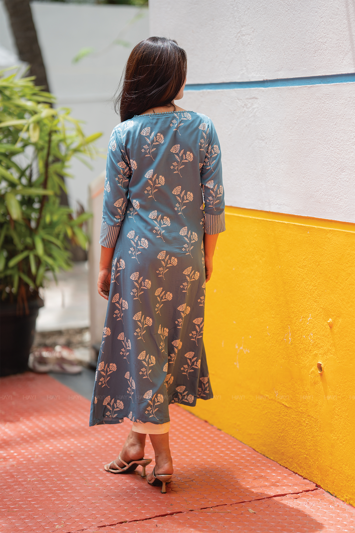 Blue Elarra Viscose A-line Kurta